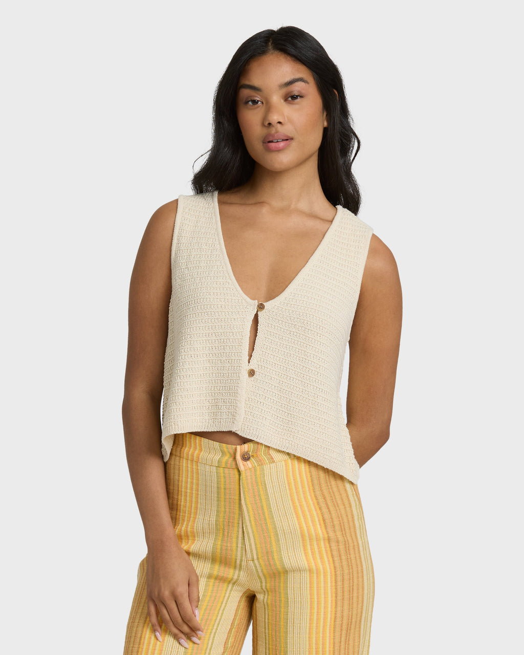 Need Now Sweater Tank Top - White Cap