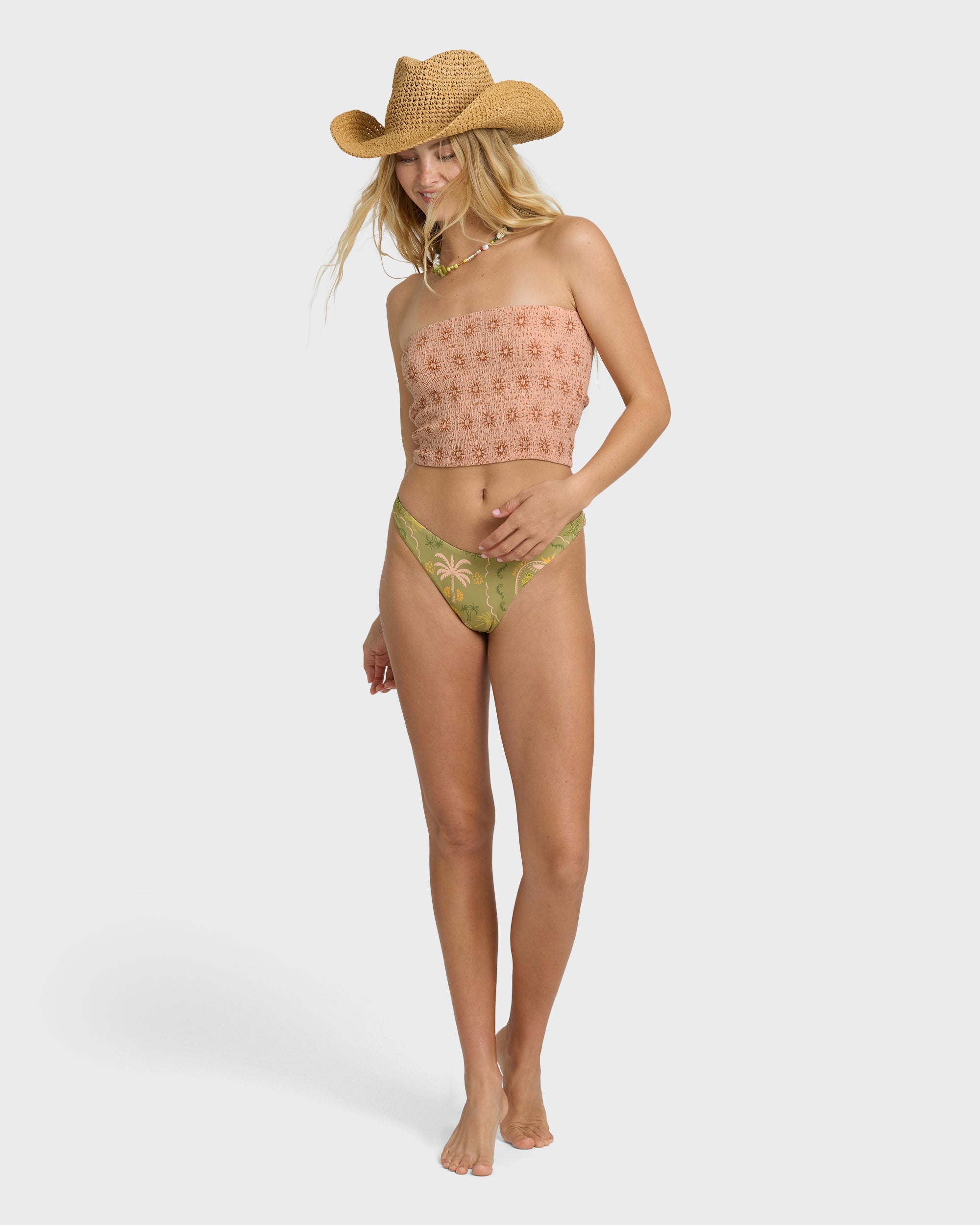 Keep It Simple 2 Tube Print Tube Top - Light Peach