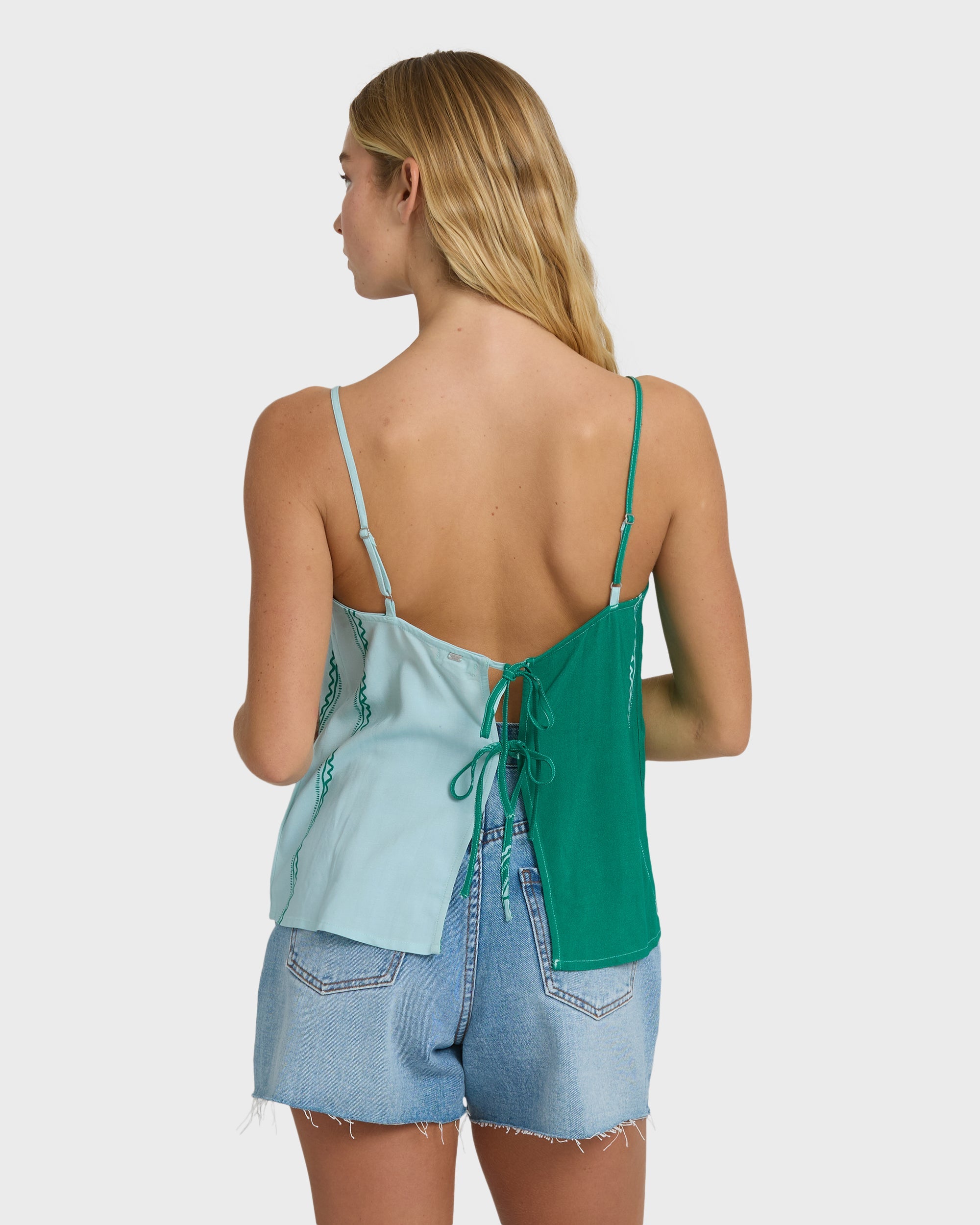 Vacay Dreams Woven Tank - Pool Blue