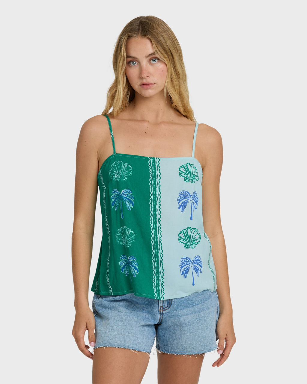 Vacay Dreams Woven Tank - Pool Blue