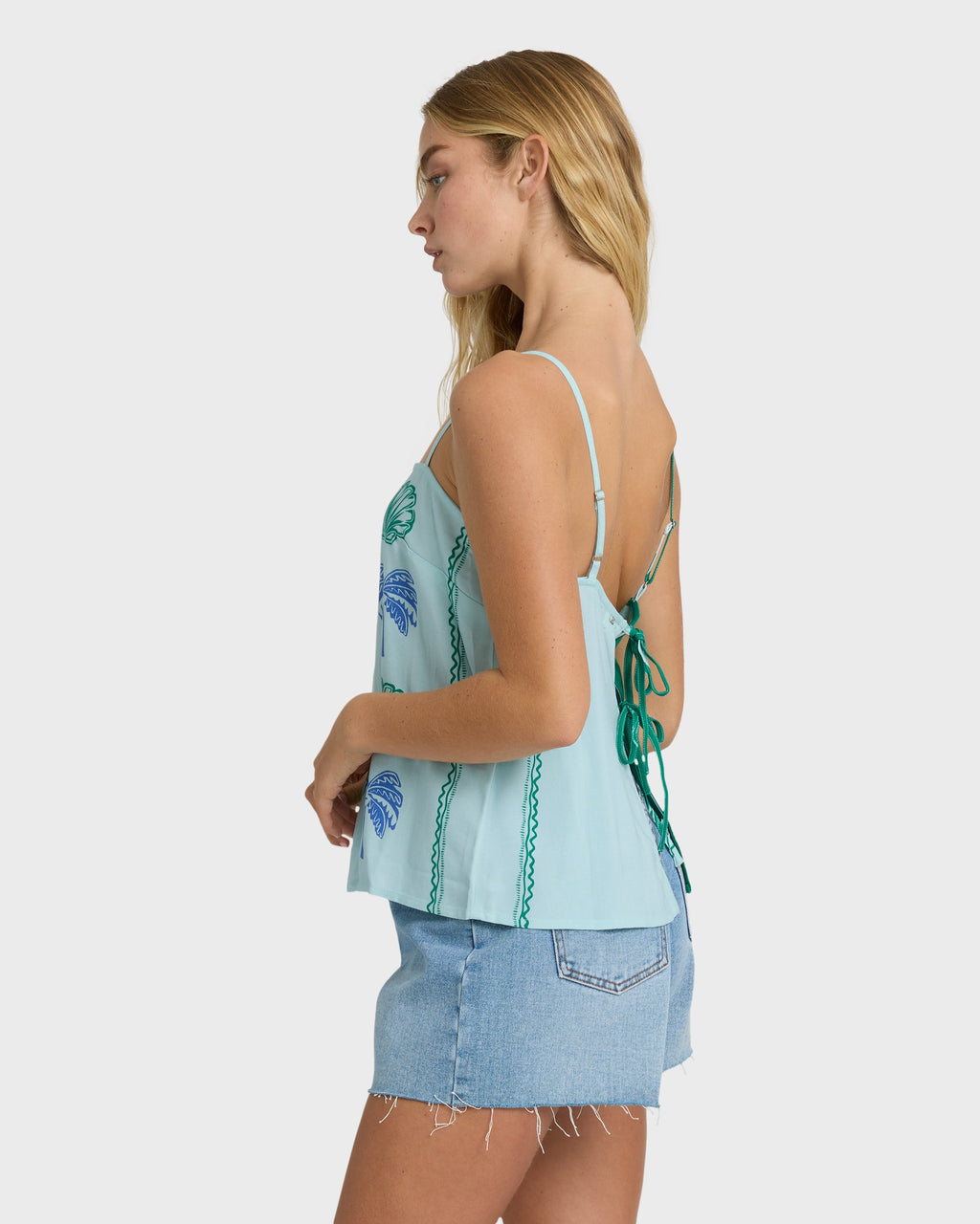 Vacay Dreams Woven Tank - Pool Blue