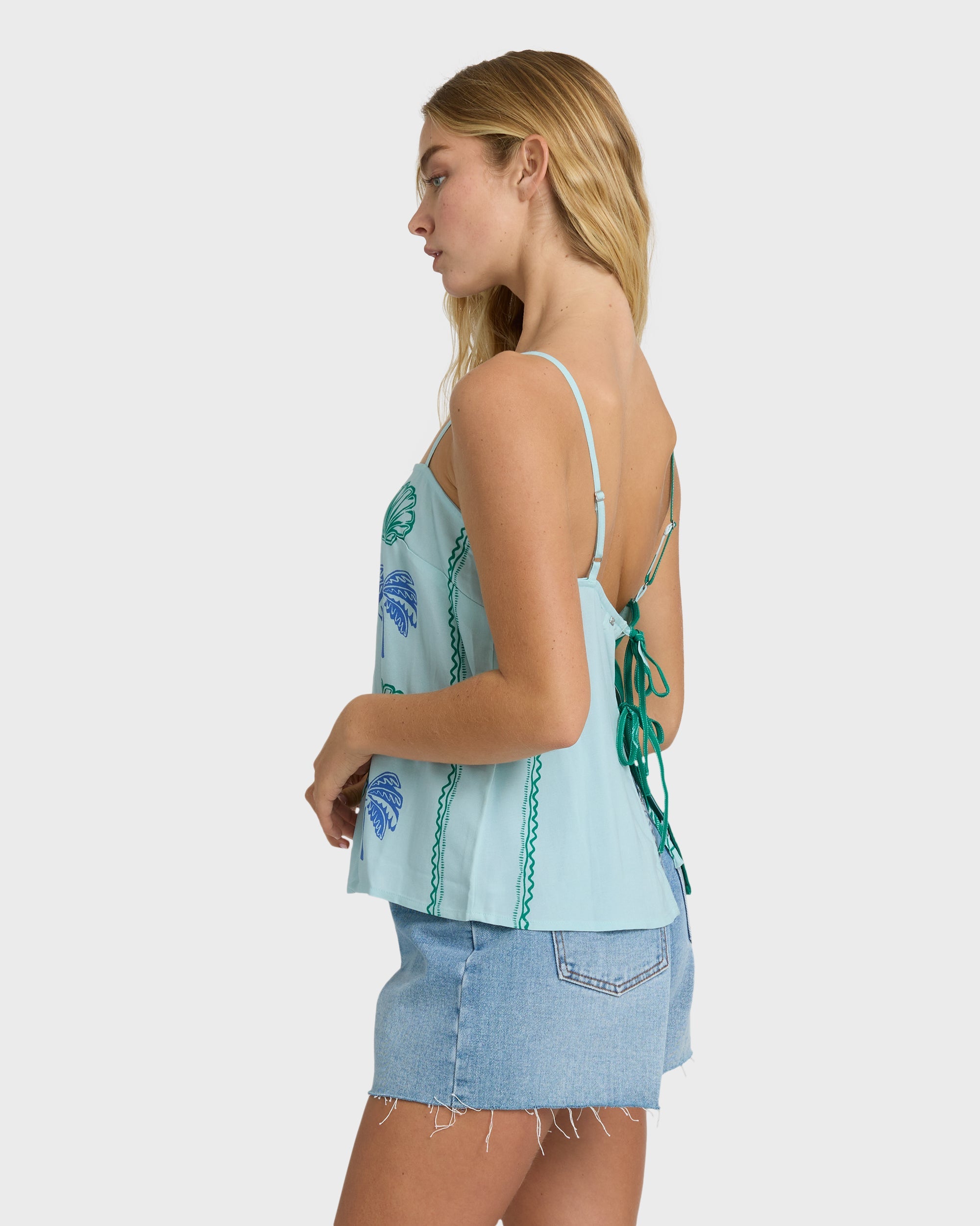 Vacay Dreams Woven Tank - Pool Blue