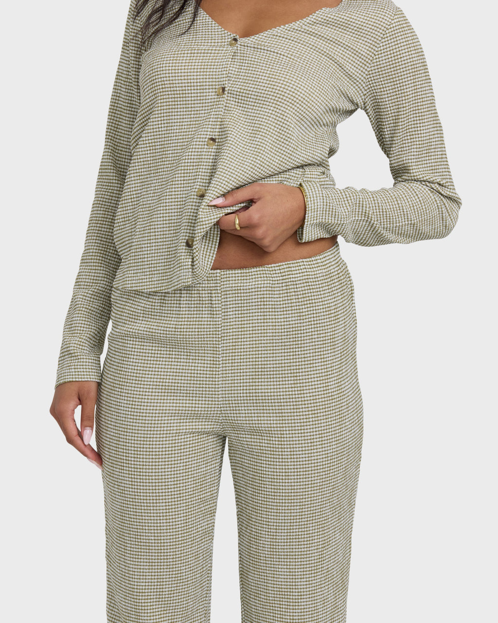 Hot Check Knitpants - Martini Olive