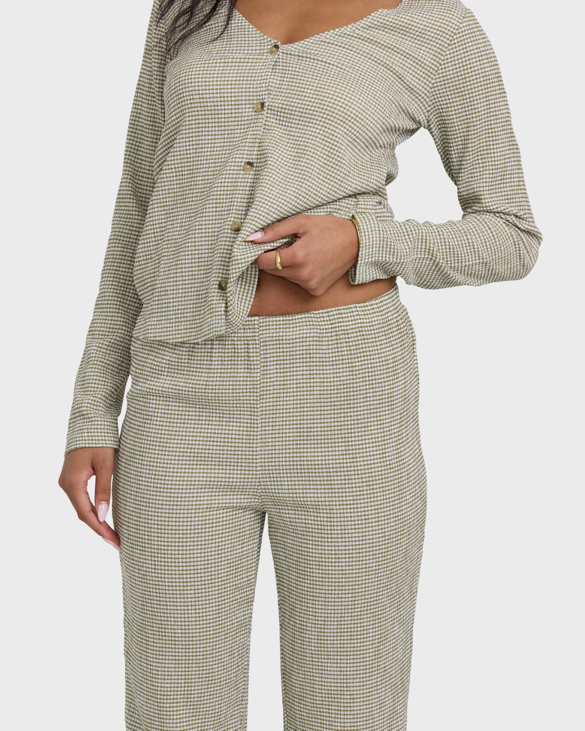 Hot Check Knitpants - Martini Olive