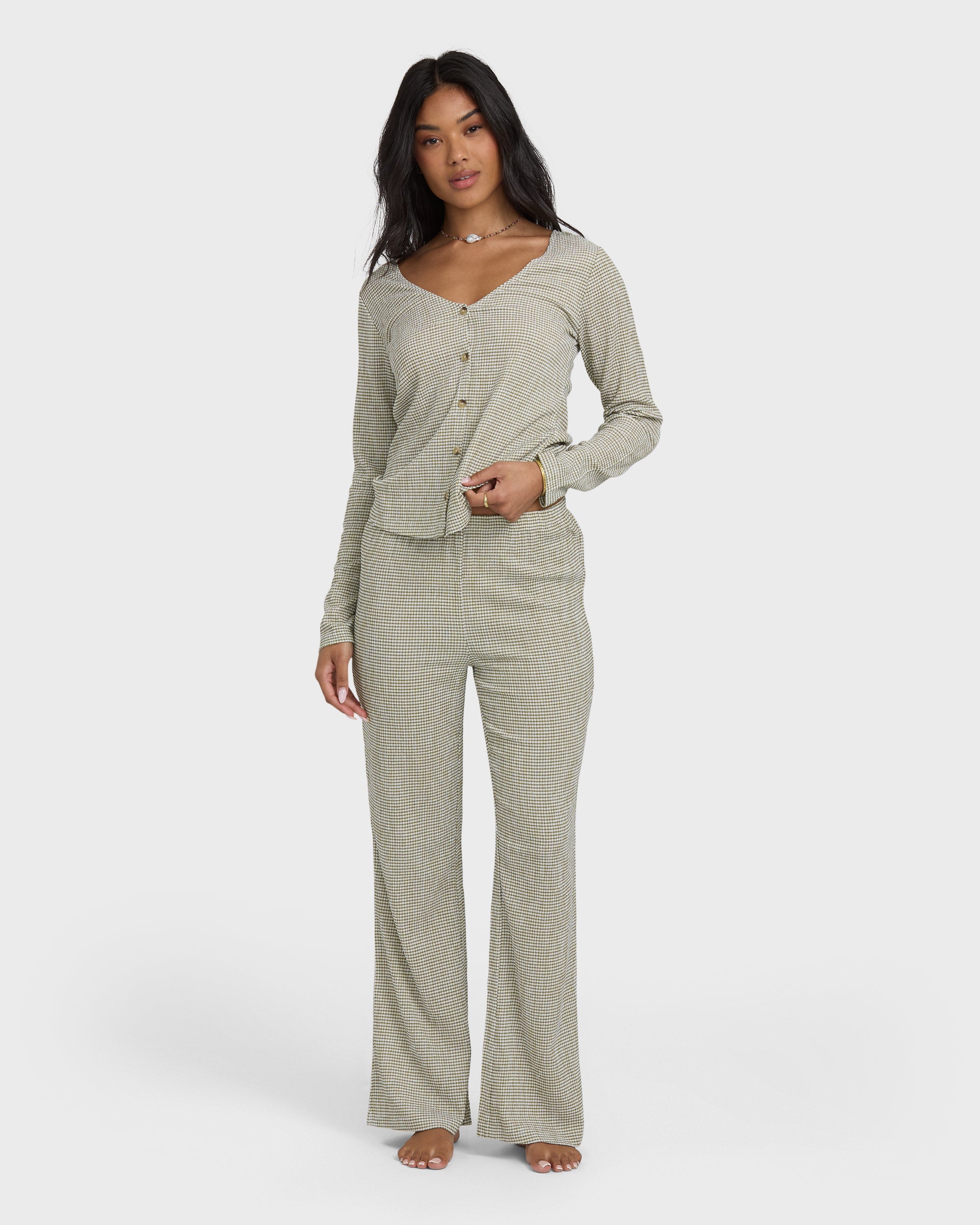 Hot Check Knitpants - Martini Olive