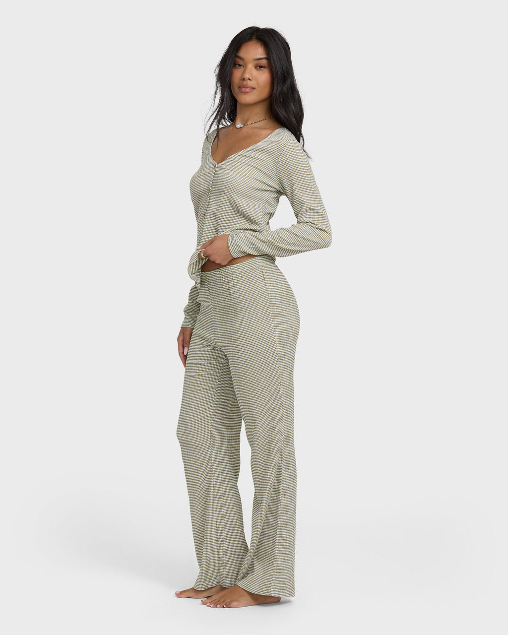 Hot Check Knitpants - Martini Olive