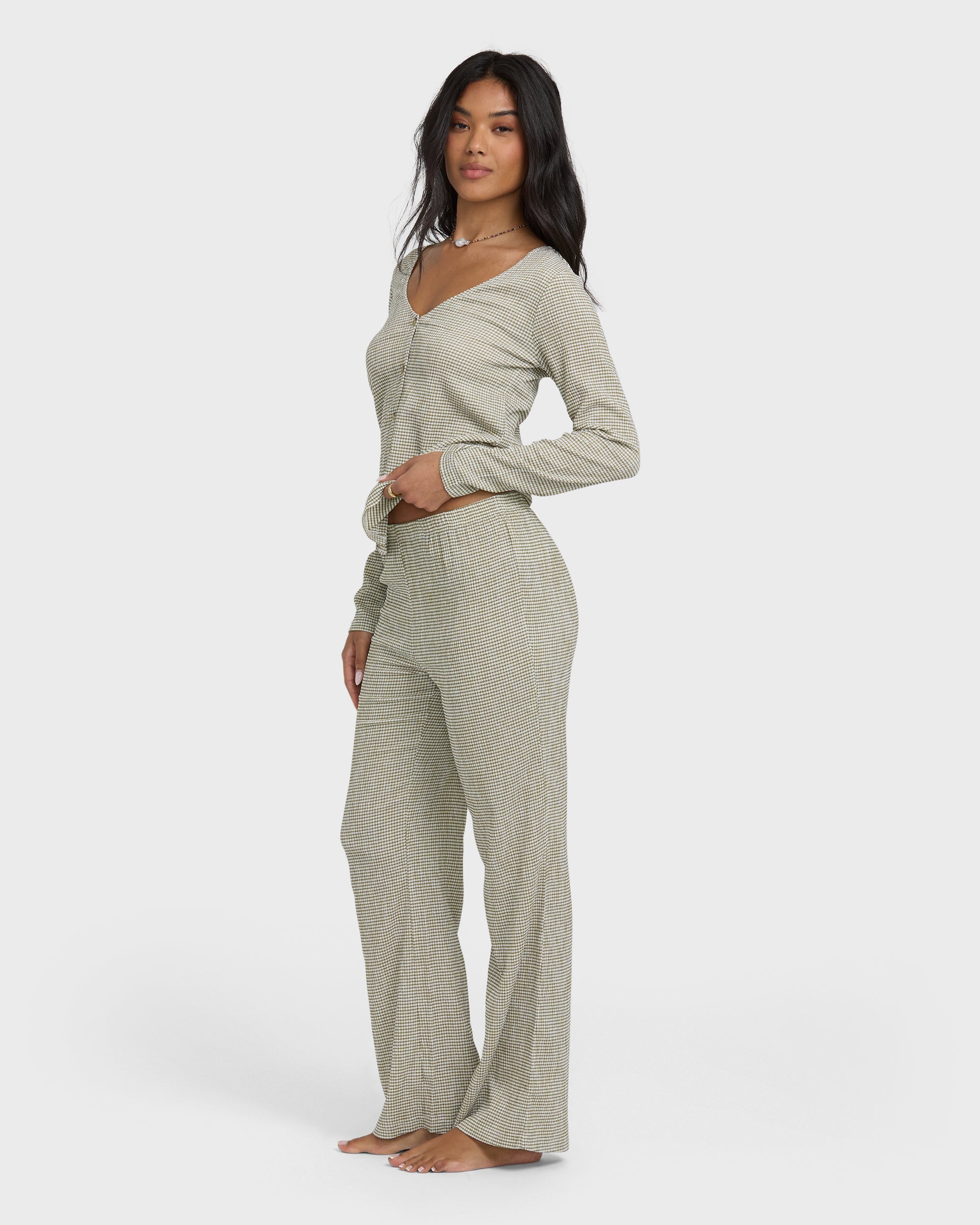 Hot Check Knitpants - Martini Olive