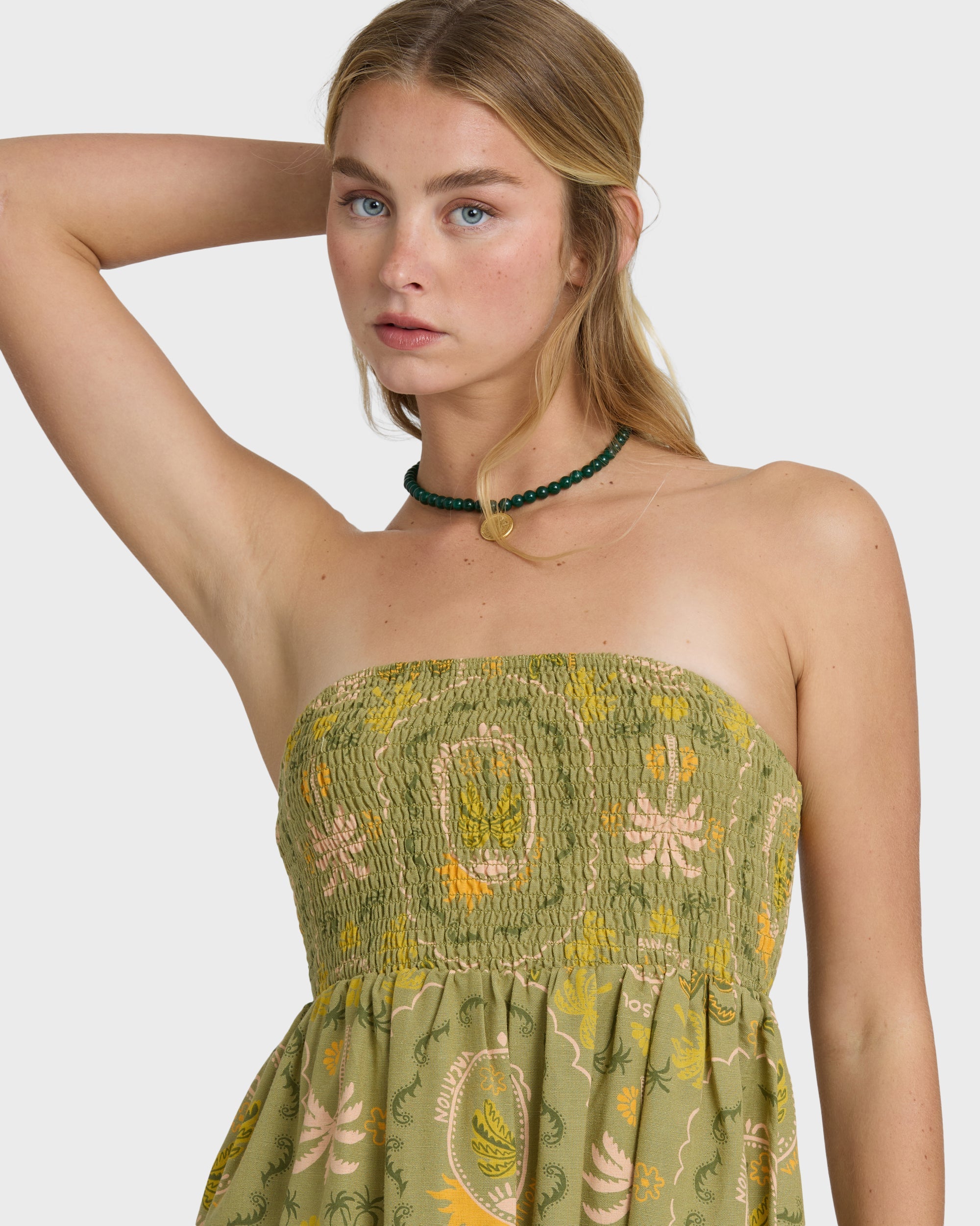 Tropical Haze Mini Dress - Cedar