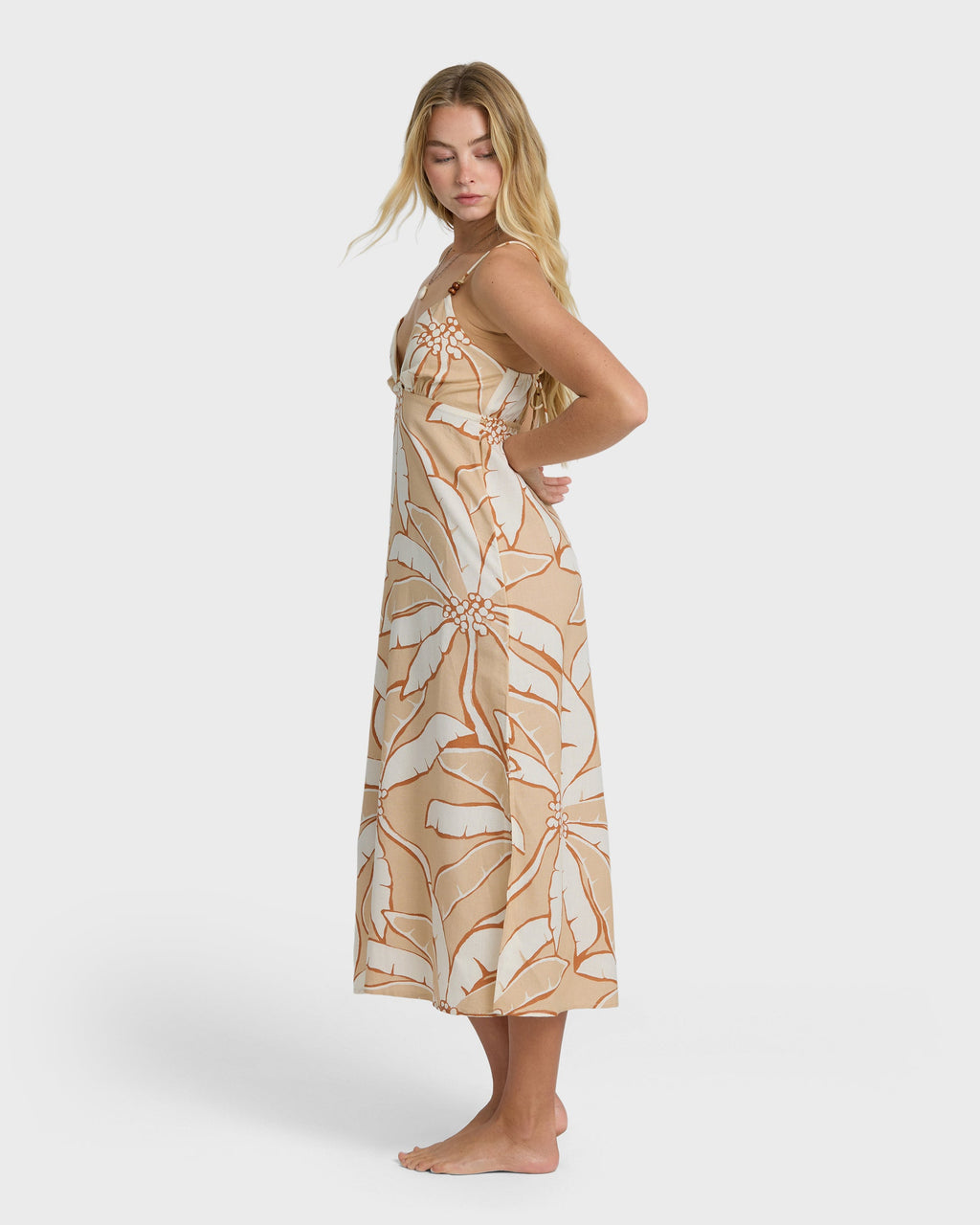 Tropic Breeze Midi Dress - Stone
