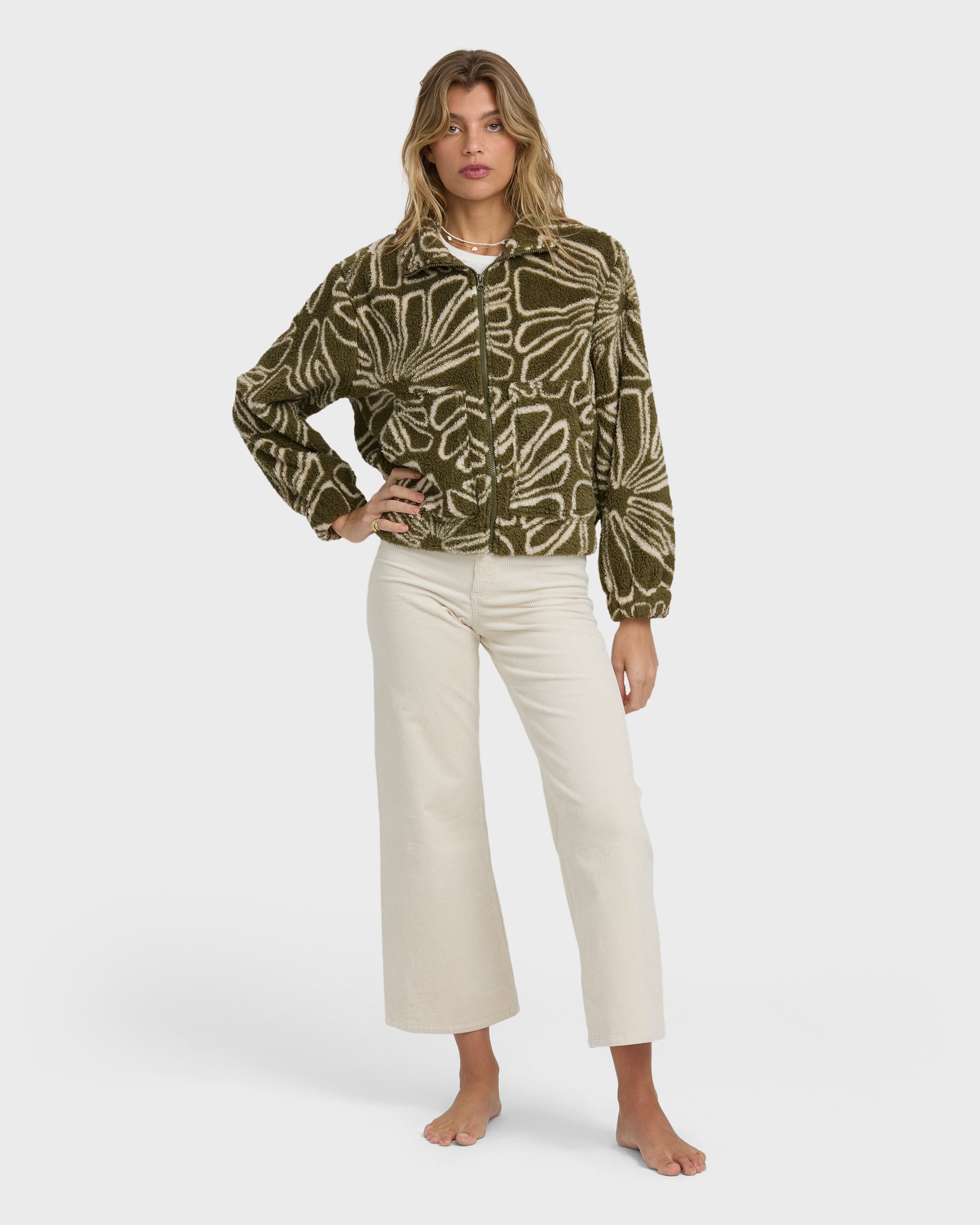 First Light Sherpa Front Zip Fleece - Martini Olive