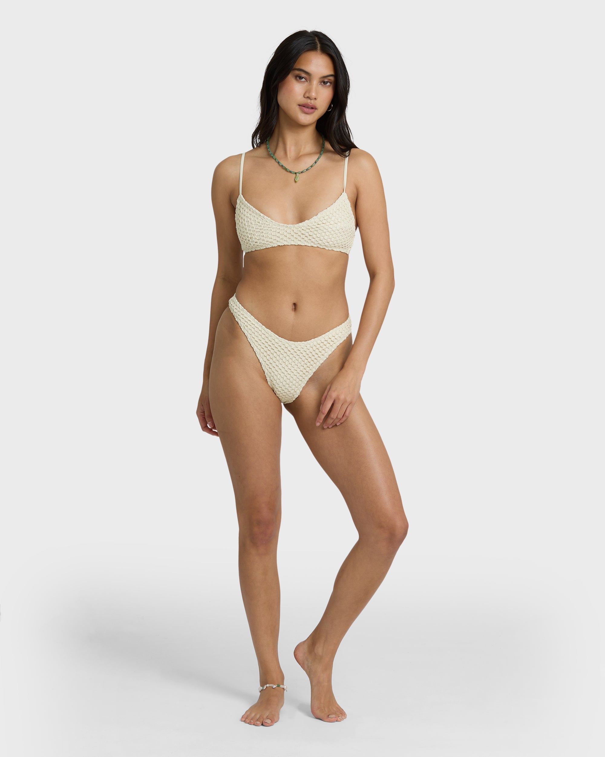 Twisted Tides Hike Medium Bikini Bottom - White Cap
