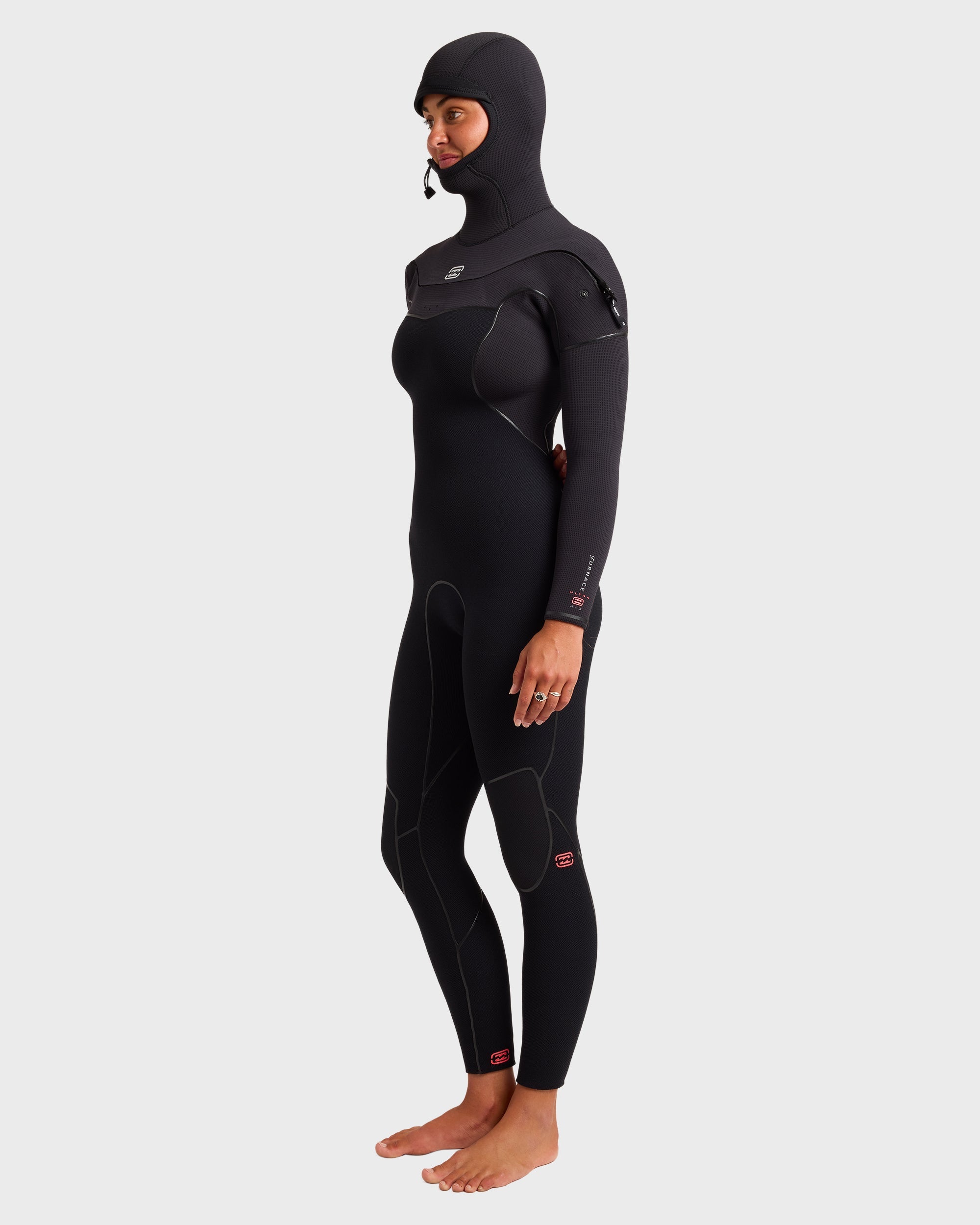 4/3mm Furnace Ultra GBS Hooded Chest Zip Full Wetsuit - Black