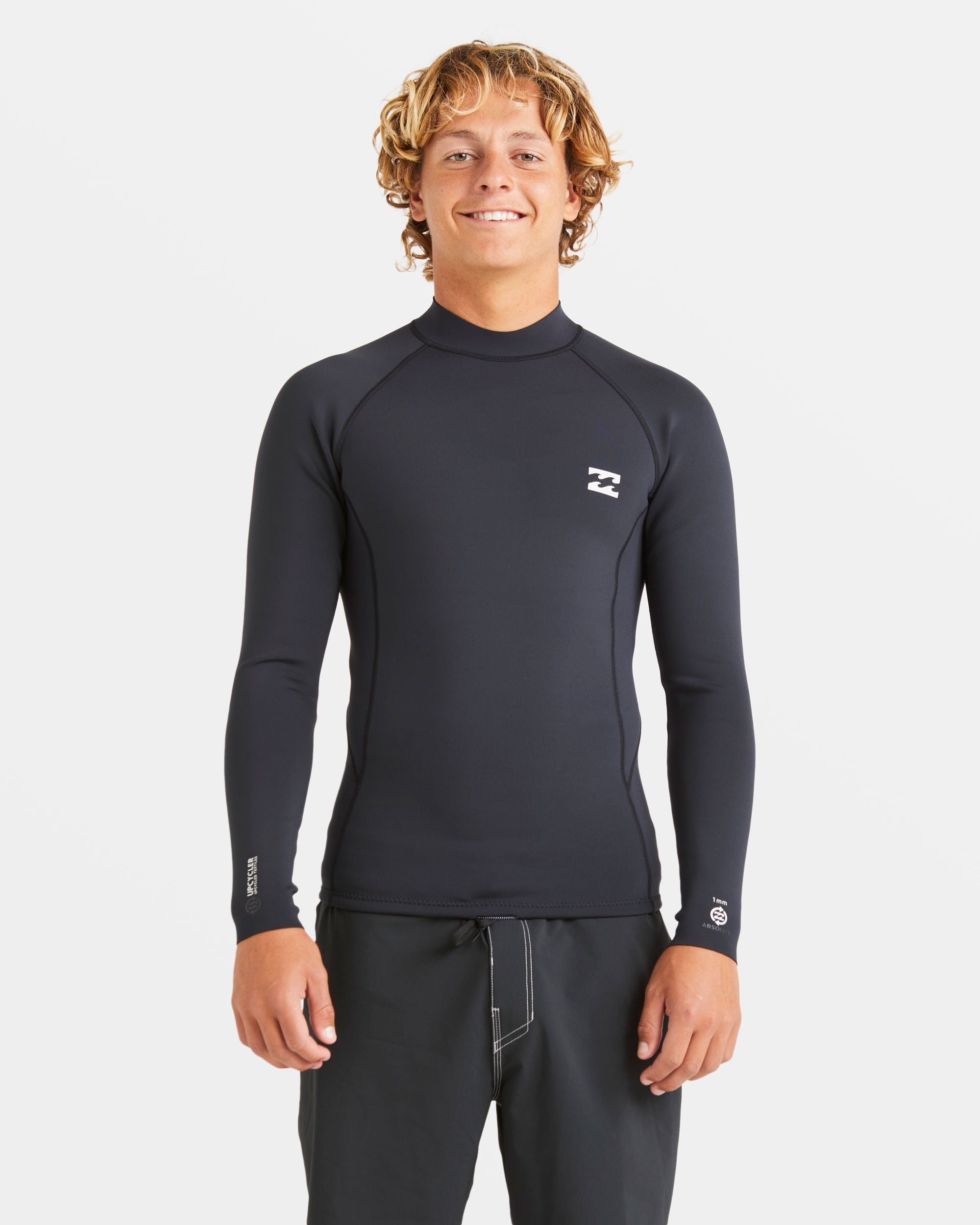 1/1mm Absolute Natural Upcycler Flatlock Back Zip Wetsuit Jacket - Black
