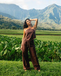 Double Take Elastic Waist Pants - Teak