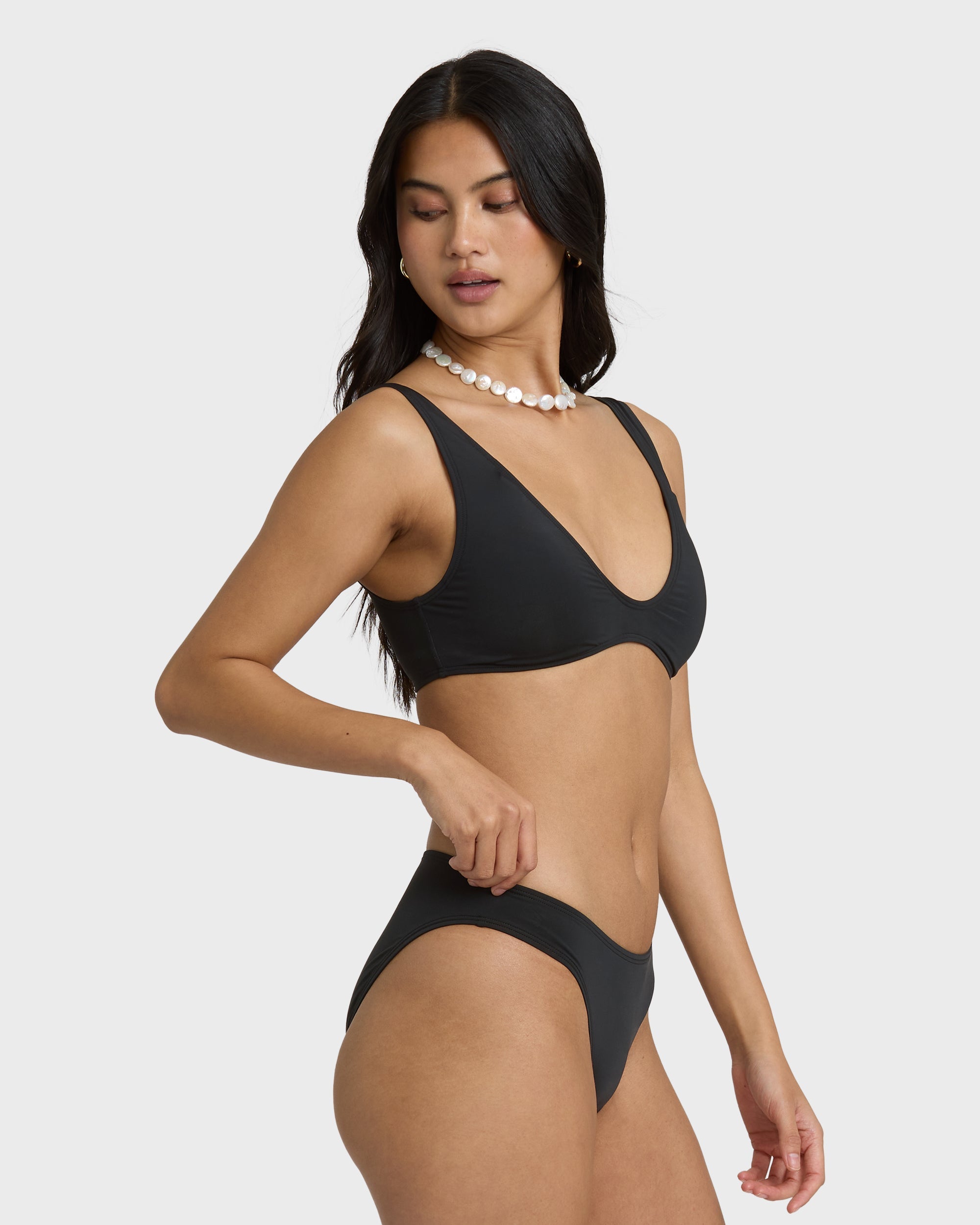 Sol Searcher Lowrider Full Bikini Bottoms - Black Pebble