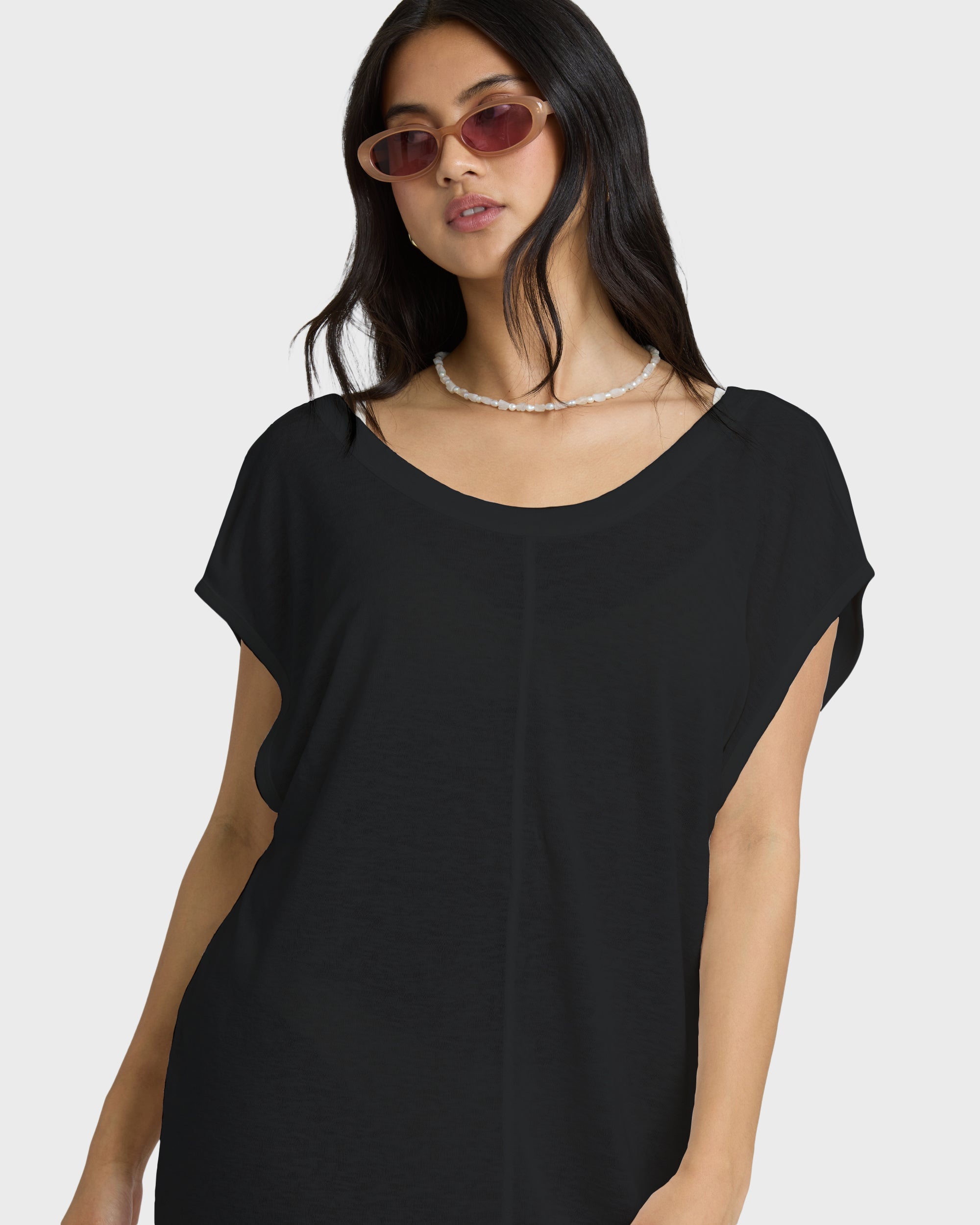 Hallow Wave Mini Short Sleeve Dress - Black Sands