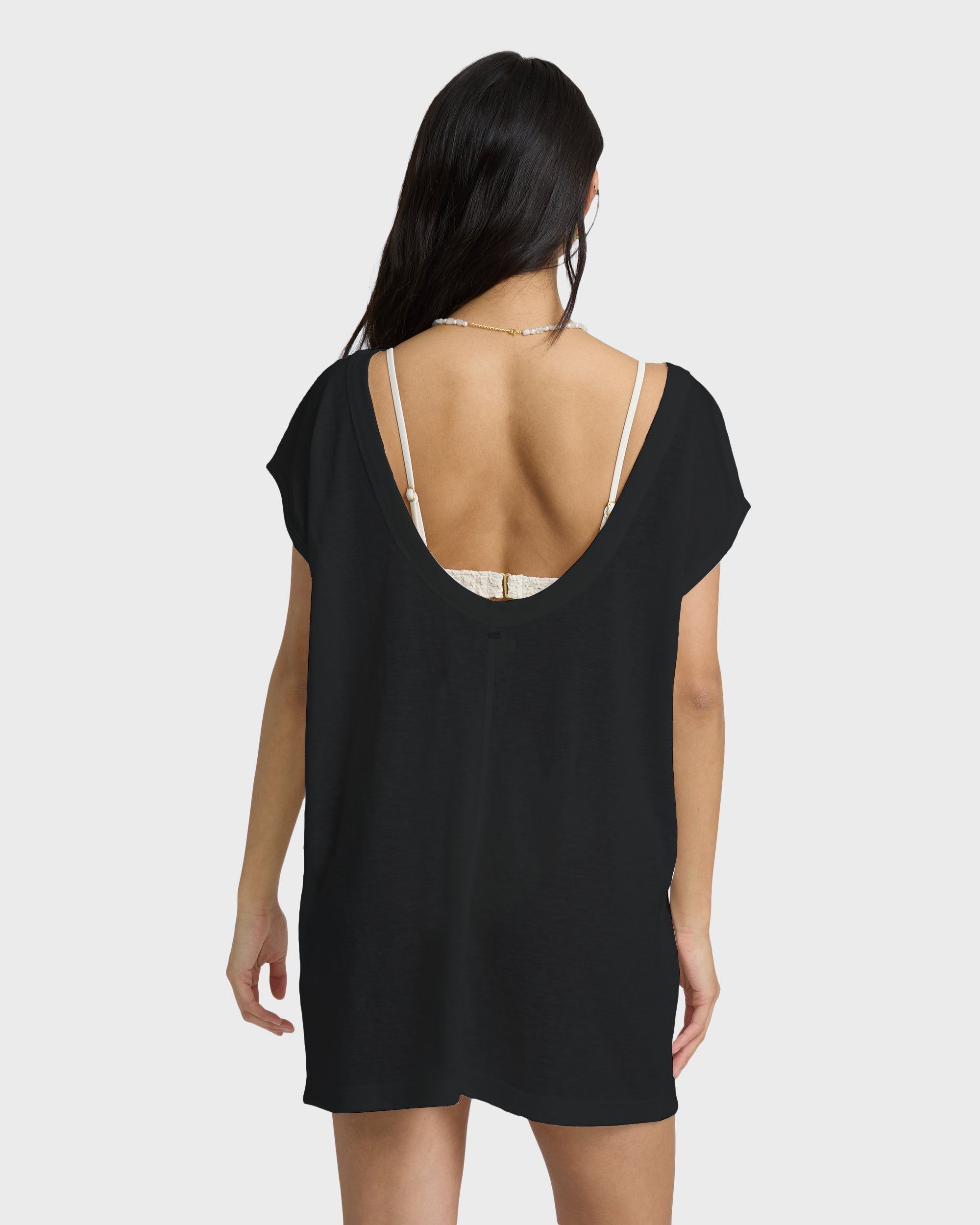 Hallow Wave Mini Short Sleeve Dress - Black Sands