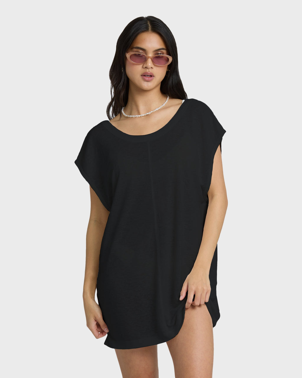 Hallow Wave Mini Short Sleeve Dress - Black Sands