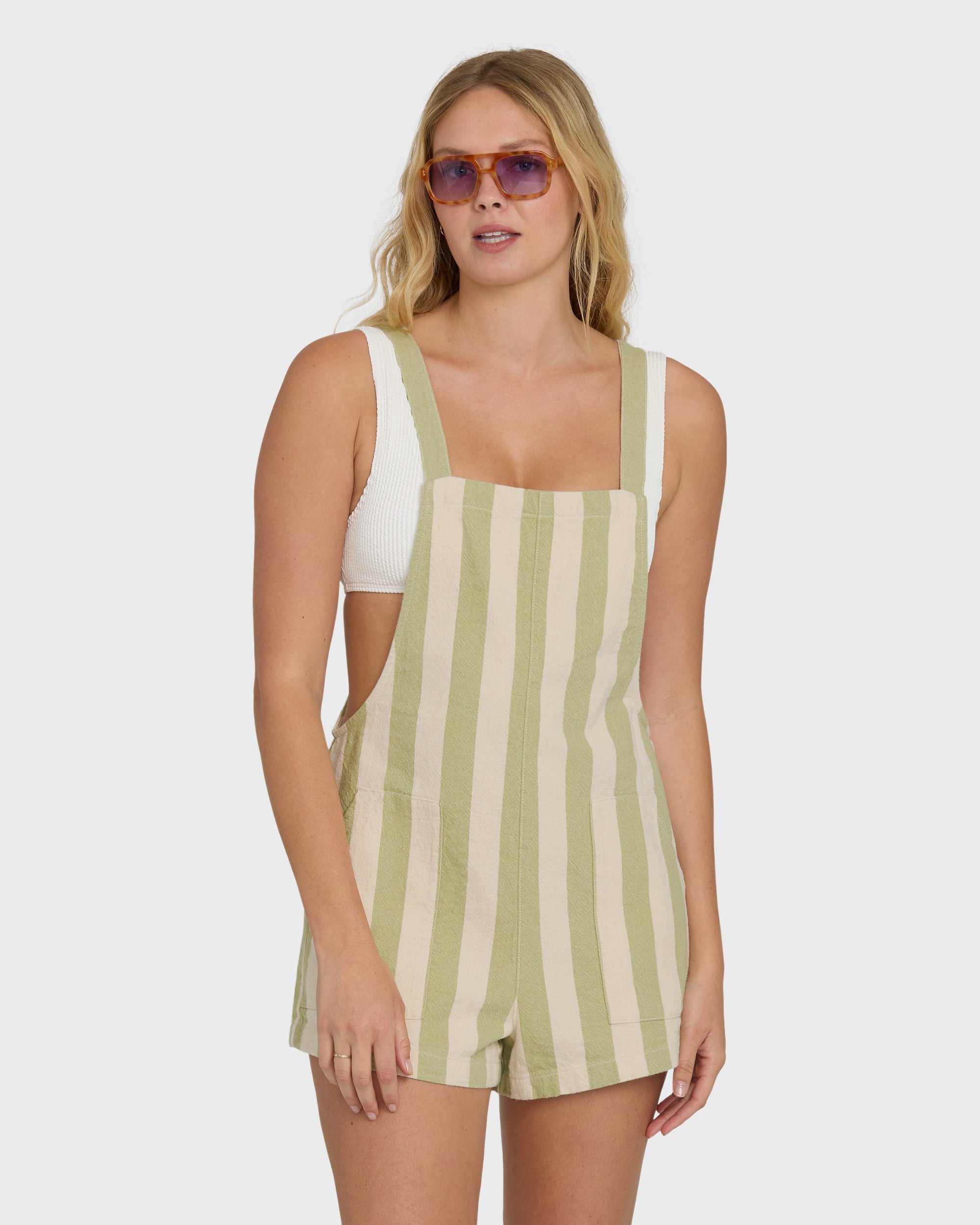 Beach Crush Yarn-Dyed Overalls - Cactus