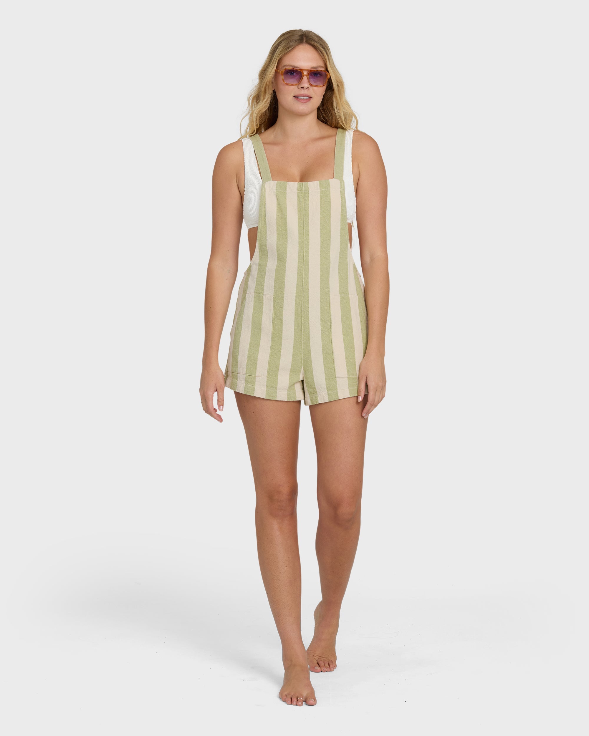 Beach Crush Yarn-Dyed Overalls - Cactus