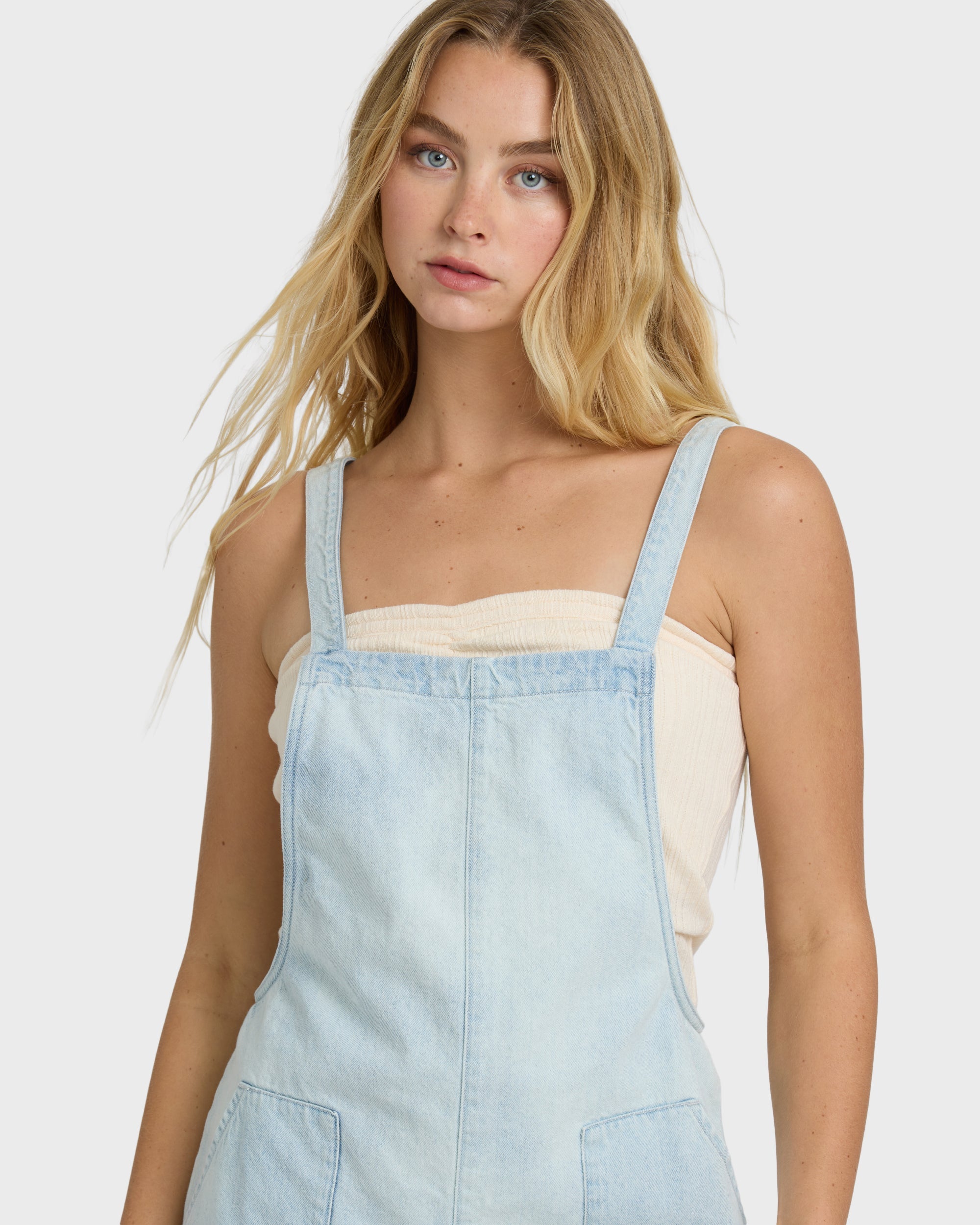 Beach Crush Denim Overalls - Blue Mist