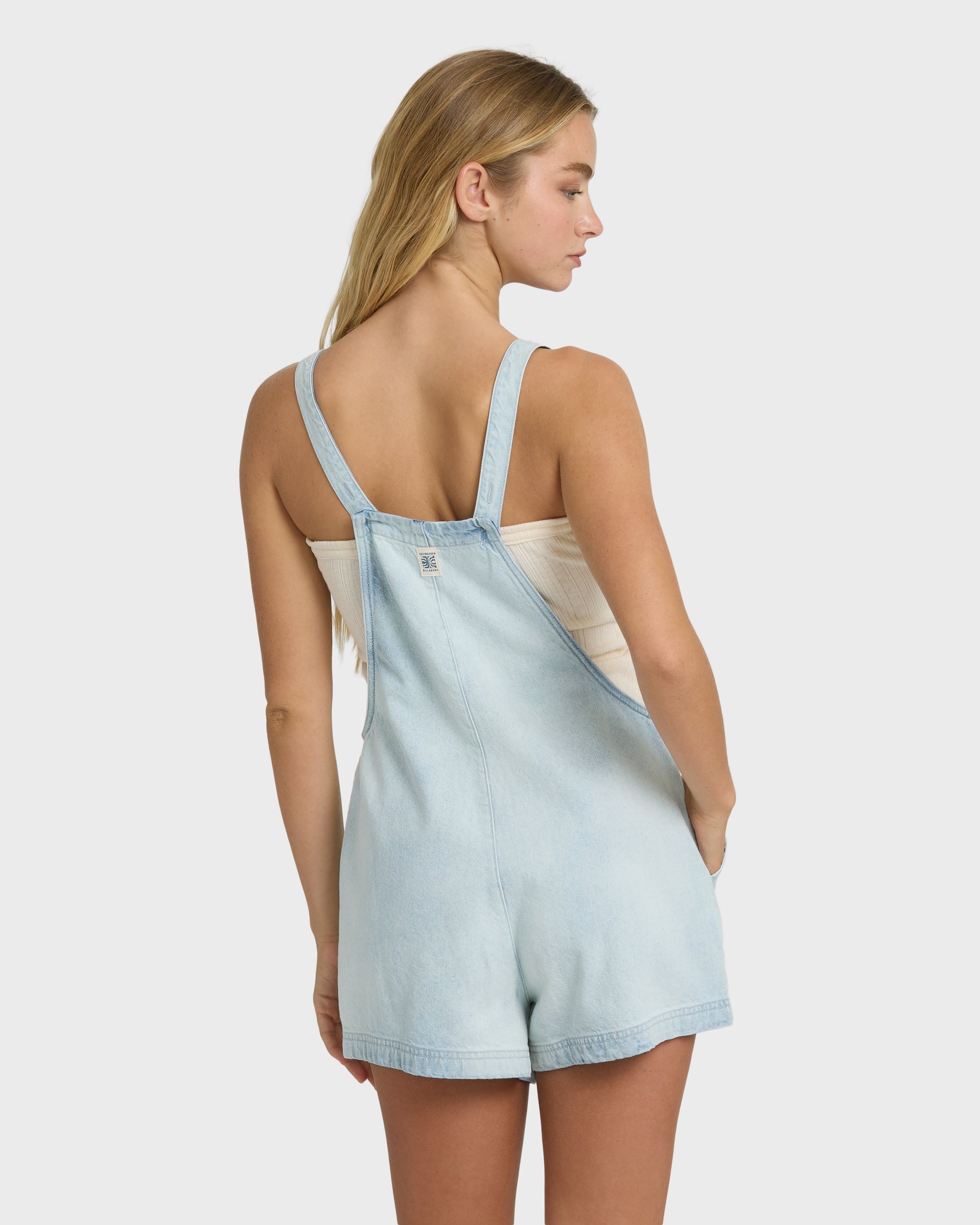Beach Crush Denim Overalls - Blue Mist