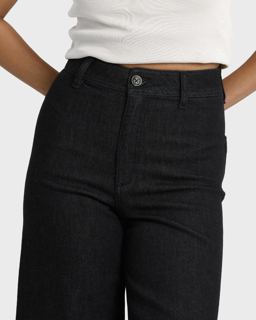 Free Fall High-Waist Twill Pants - Black