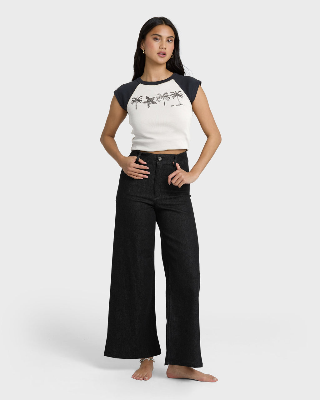 Free Fall High-Waist Twill Pants - Black
