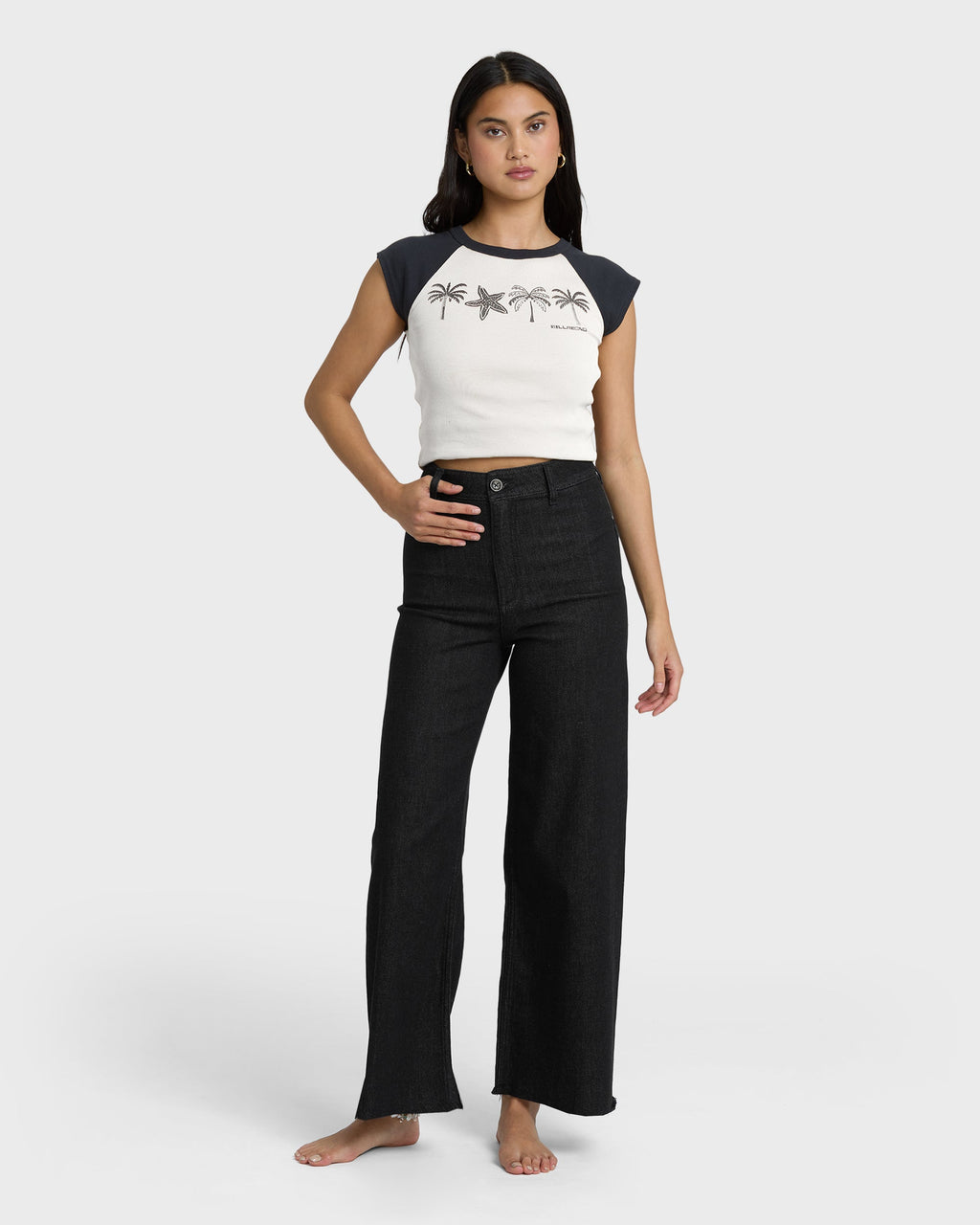 Free Fall High-Waist Twill Pants - Black