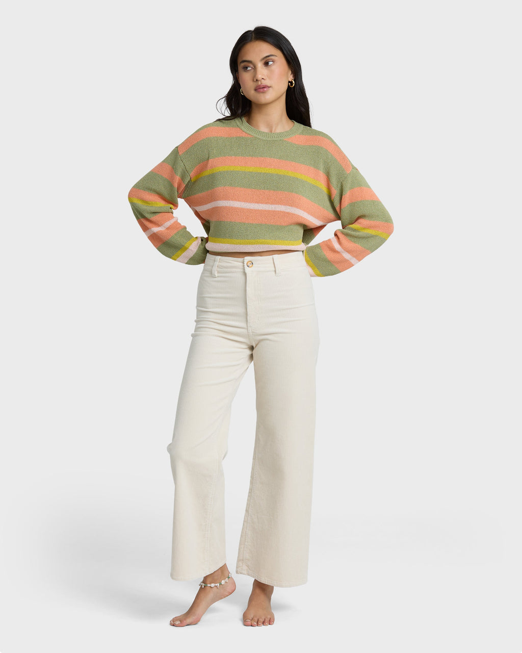 Free Fall High-Waist Twill Pants - Sea Salt