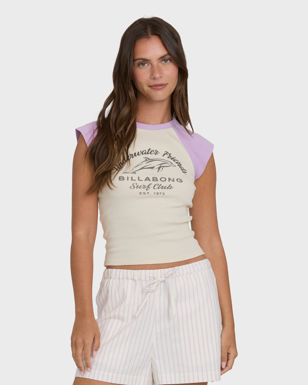 Horizon Raglan Short Sleeve Knit T-Shirt - Vintage Violet