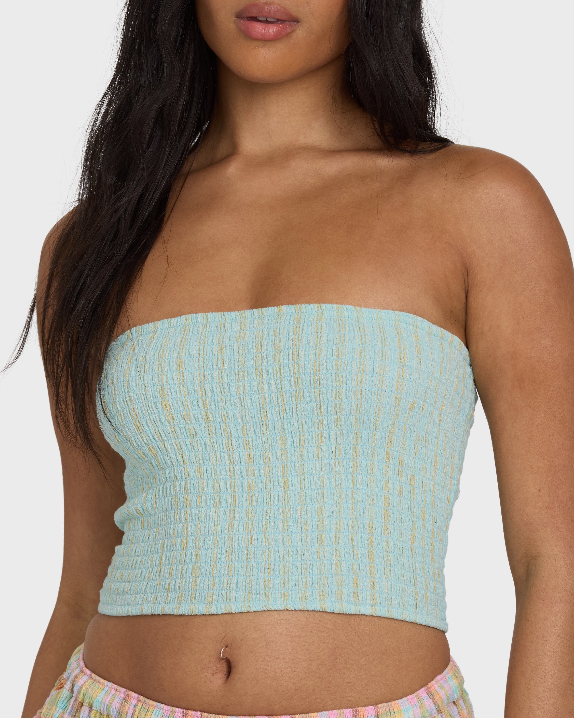 Keep It Simple 2 Tube Sleeveless Woven Shirt - Clearwater