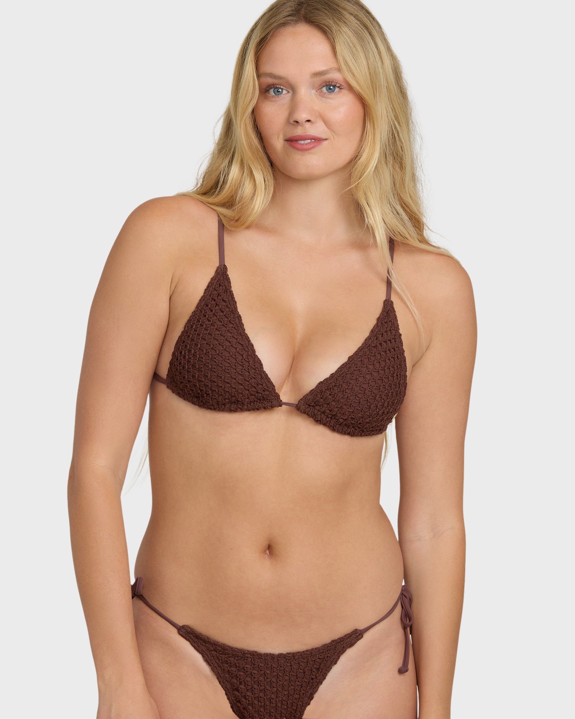 Twisted Tides Mini Slide Triangle Bikini Top - Espresso