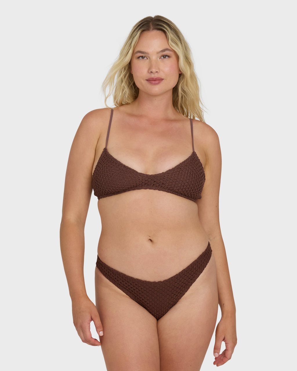 Twisted Tides V Bralette Bikini Top - Espresso