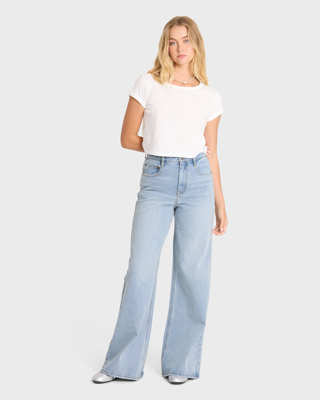 Free Fall High-Waist Denim Flare Pants - Light Wash