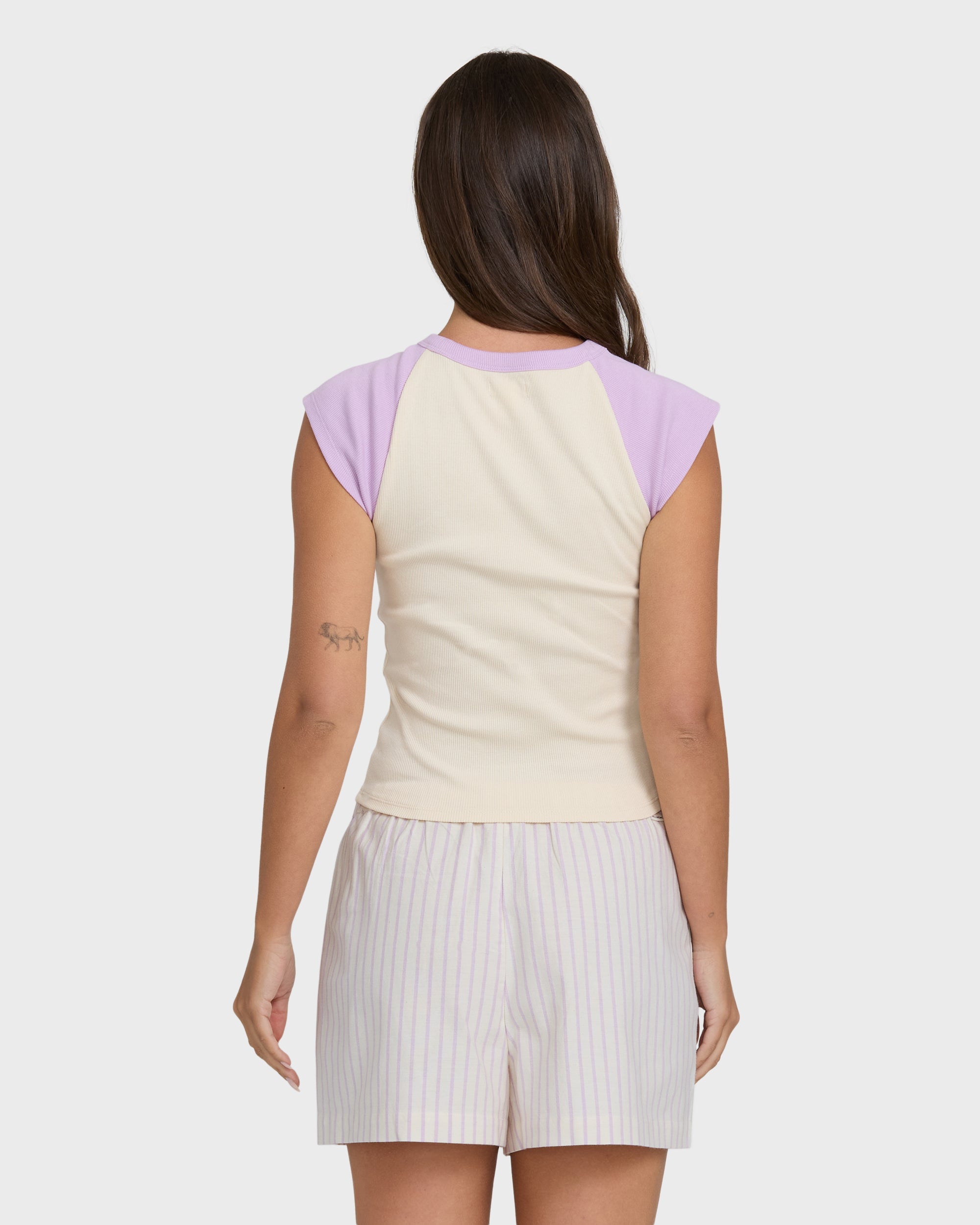 Wanderer Lilac Stripe Woven Shorts - Vintage Violet