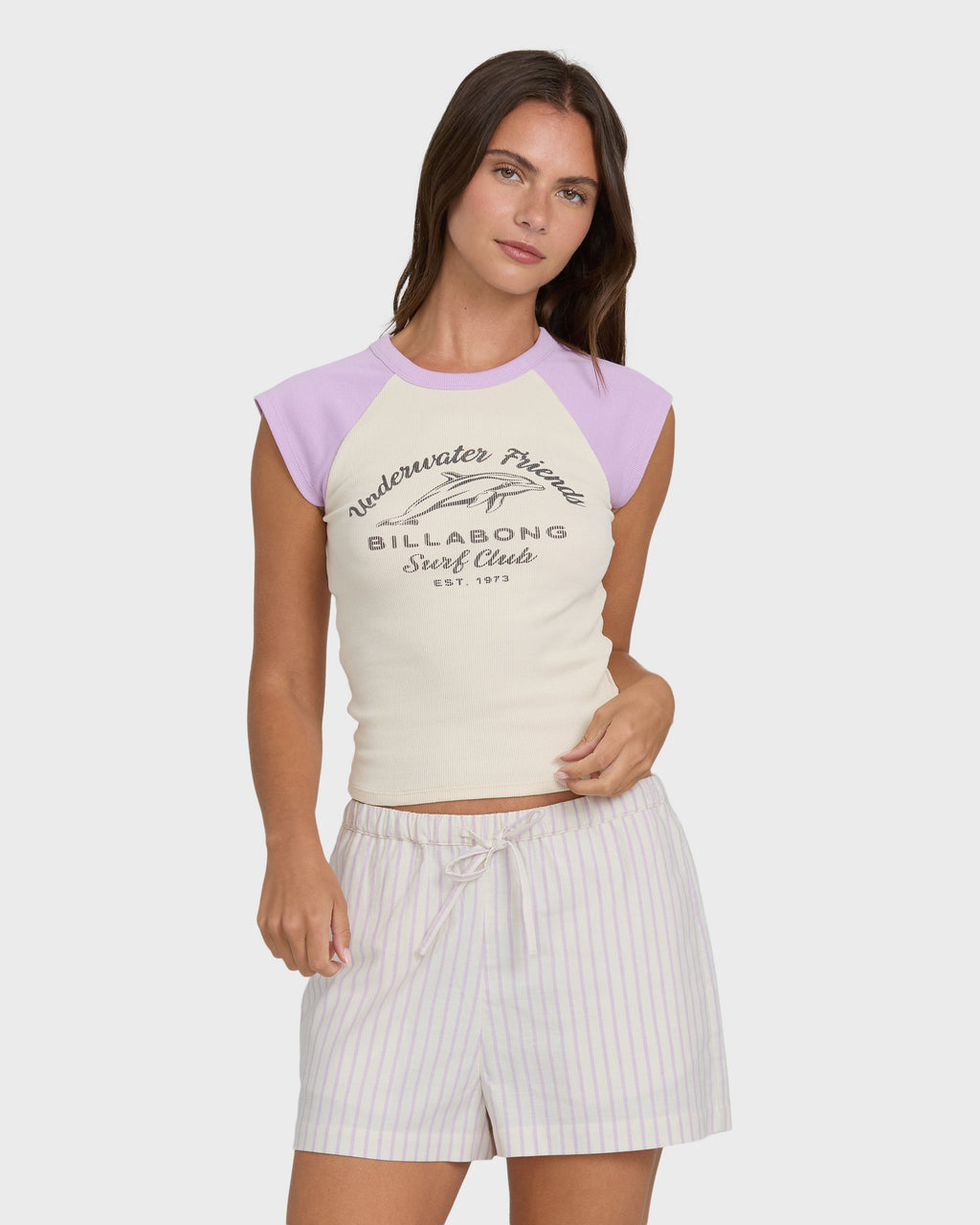 Wanderer Lilac Stripe Woven Shorts - Vintage Violet