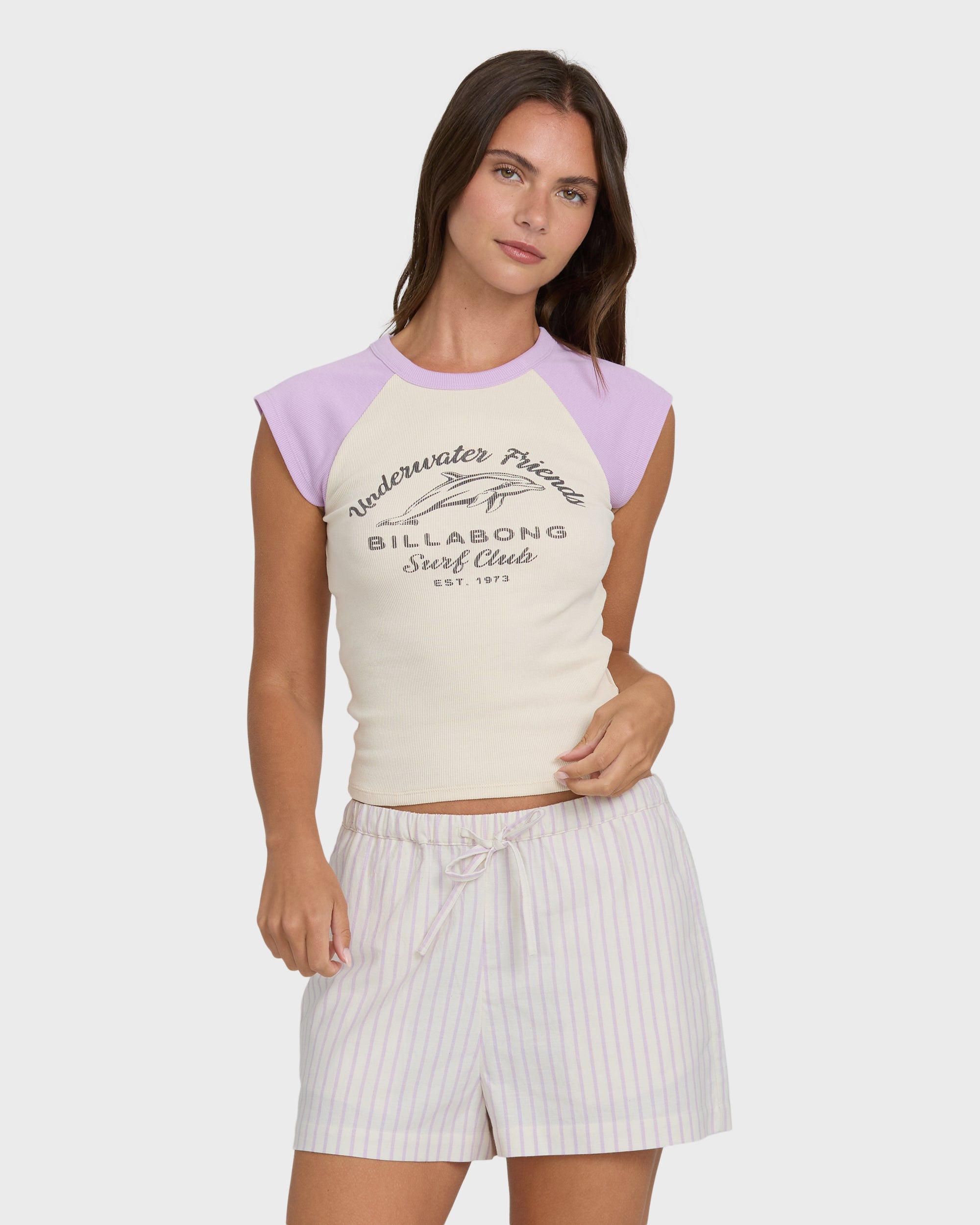 Wanderer Lilac Stripe Woven Shorts - Vintage Violet