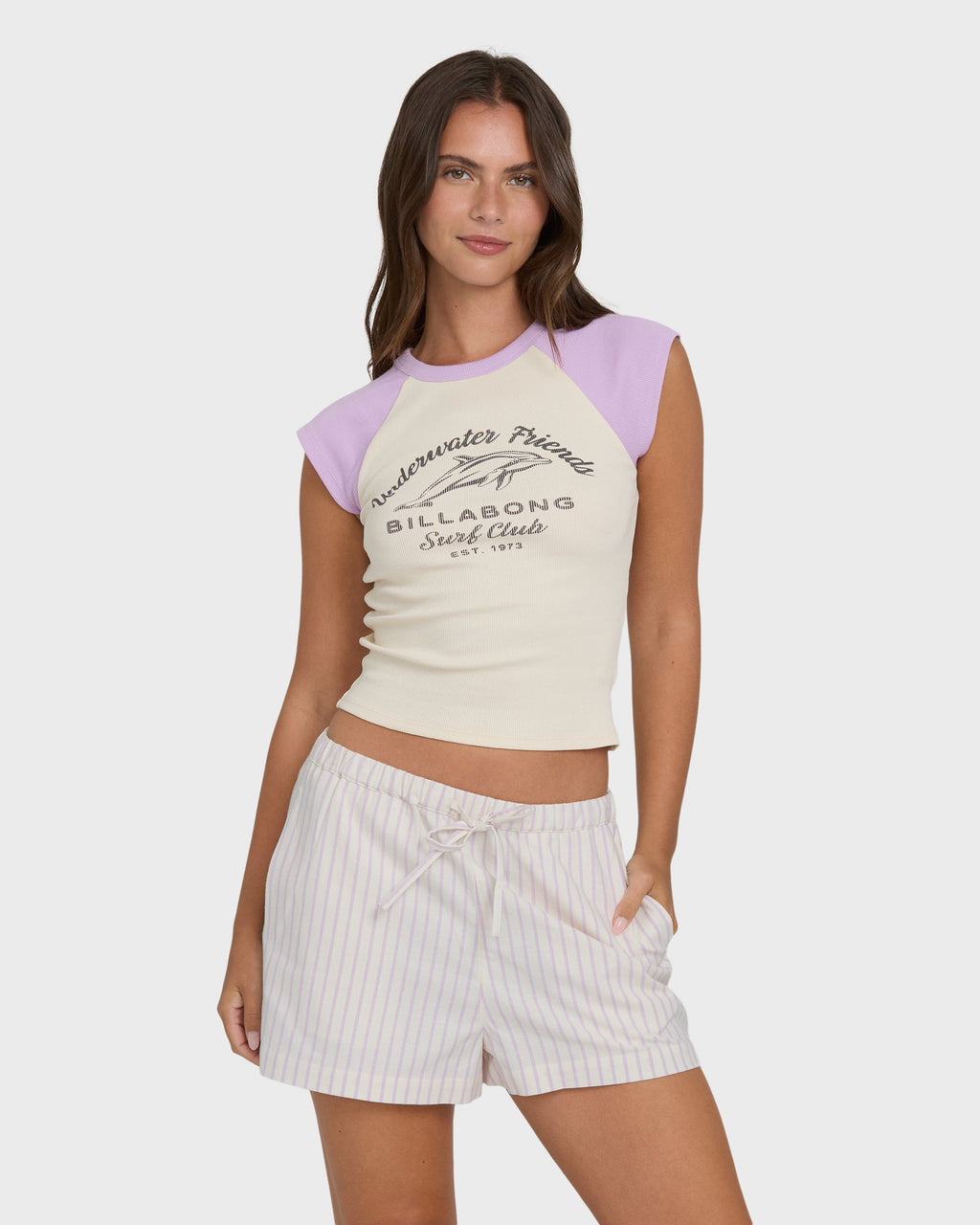Wanderer Lilac Stripe Woven Shorts - Vintage Violet