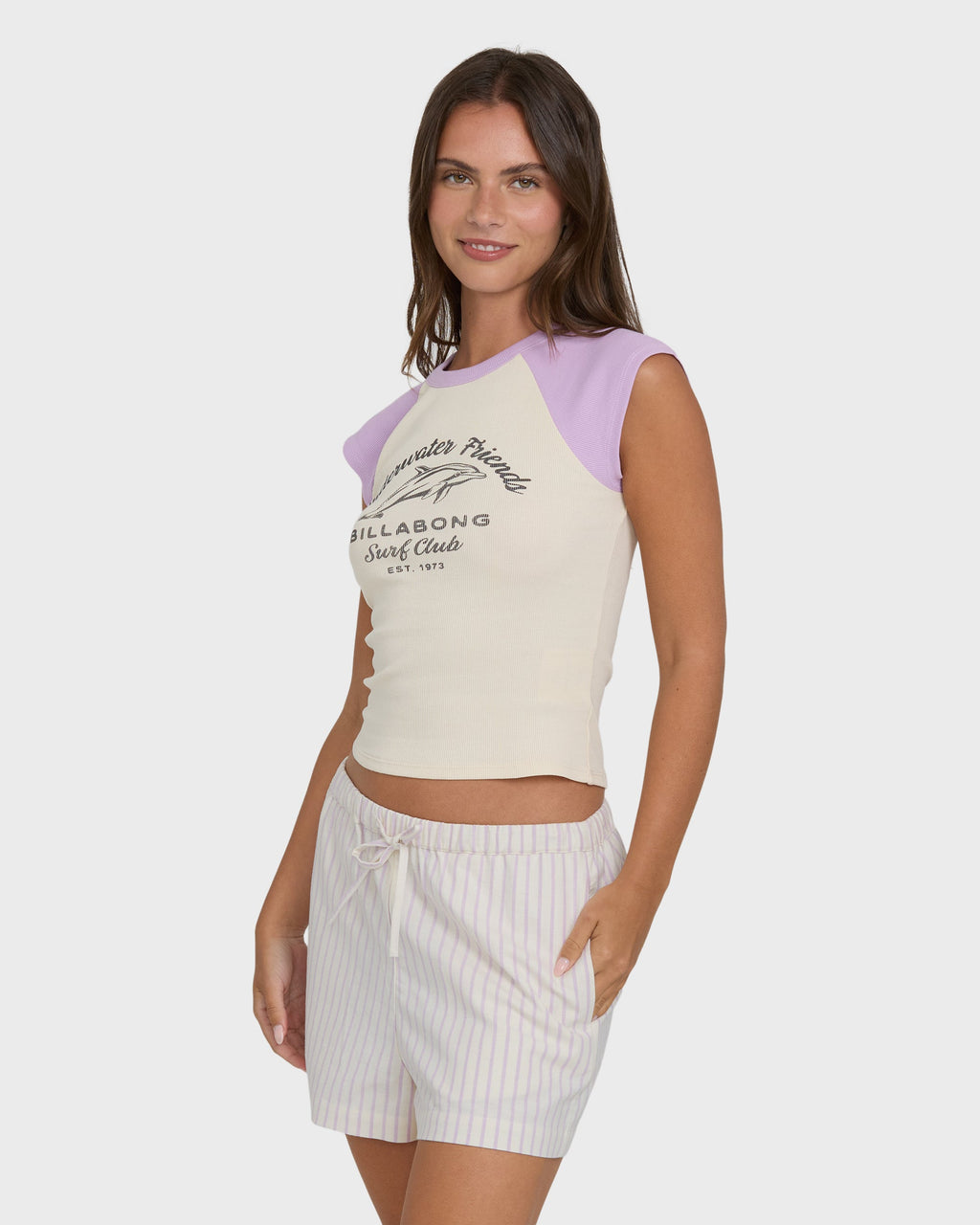 Wanderer Lilac Stripe Woven Shorts - Vintage Violet