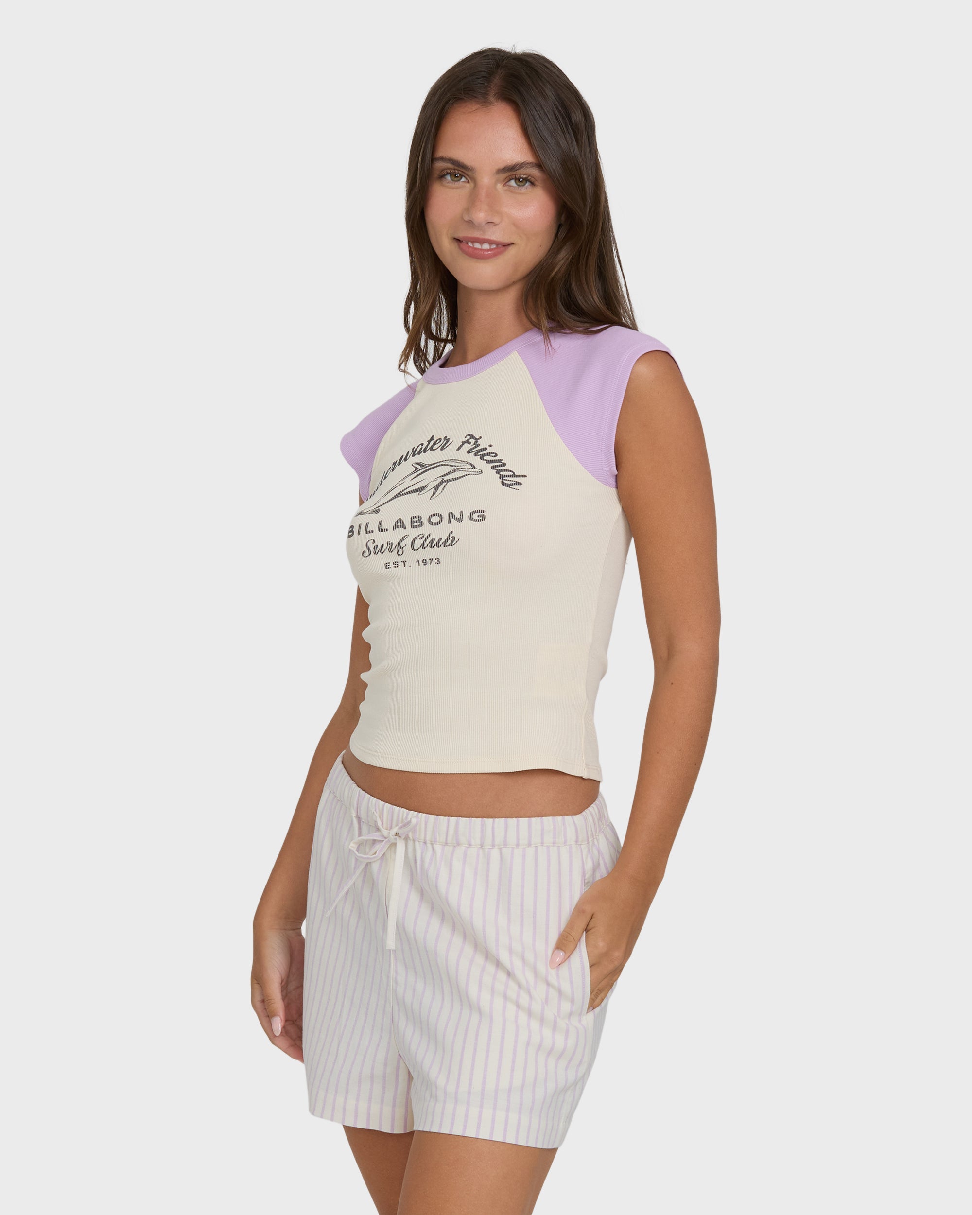 Wanderer Lilac Stripe Woven Shorts - Vintage Violet
