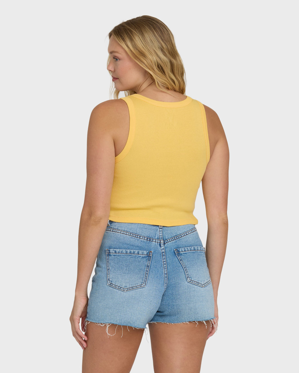 Sun Palm Seashell Tank Top - Soft Yellow