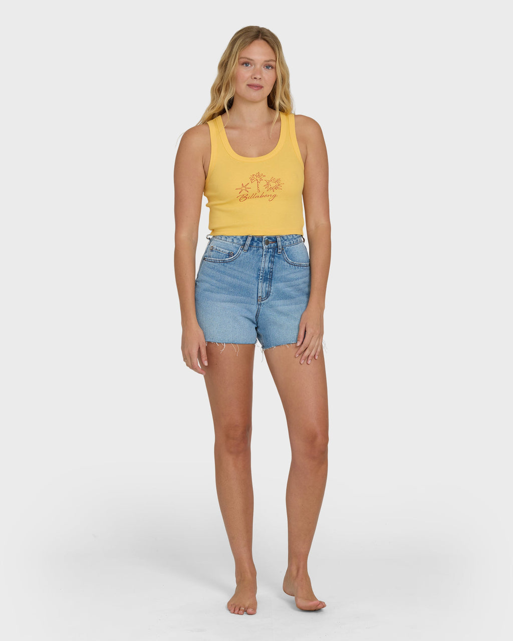 Sun Palm Seashell Tank Top - Soft Yellow