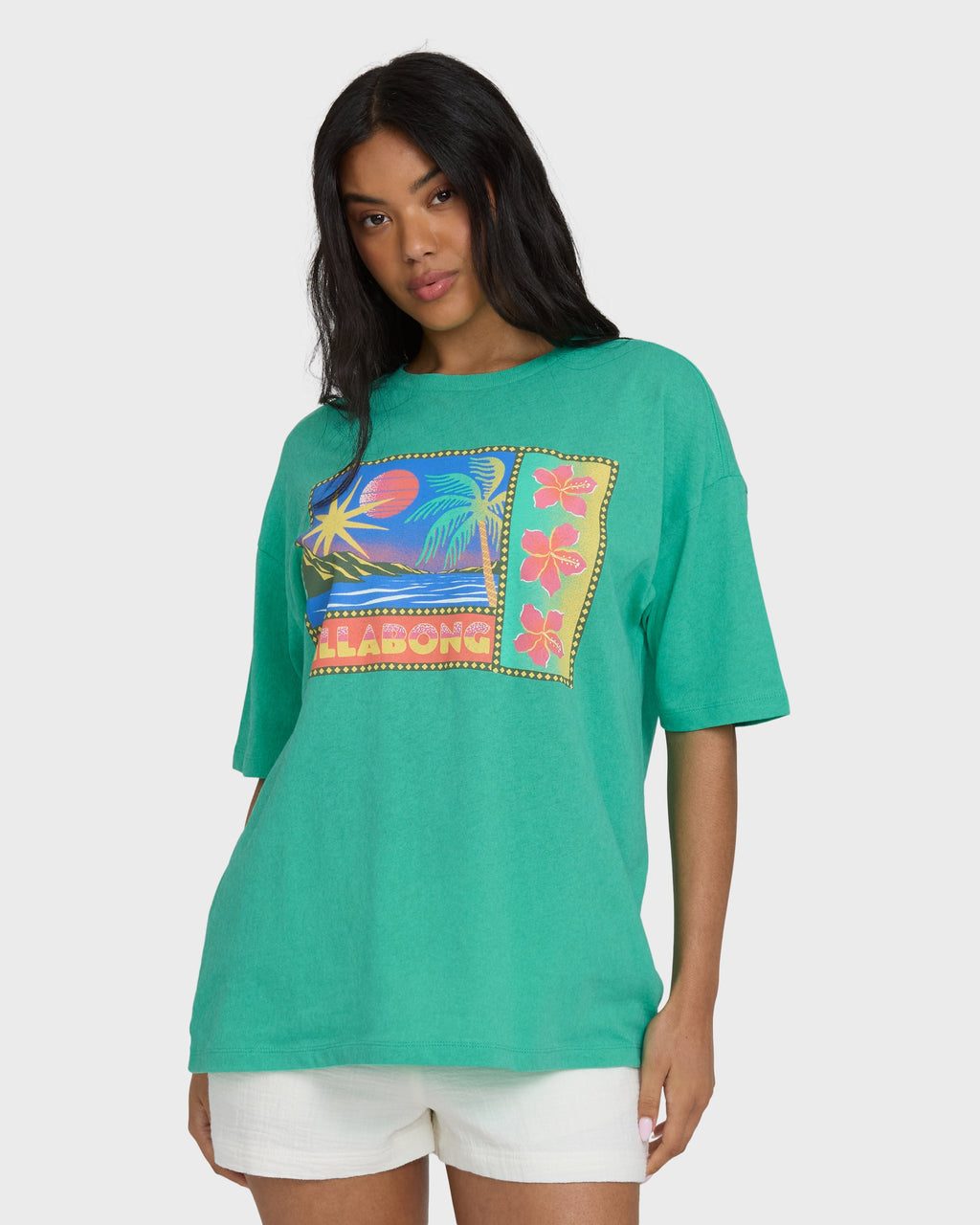 Summer Heat Short Sleeve Knit Graphic T-Shirt - Green Tropics