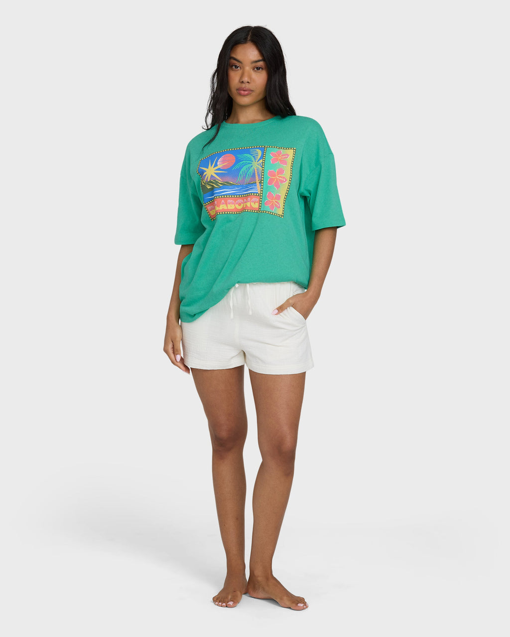 Summer Heat Short Sleeve Knit Graphic T-Shirt - Green Tropics