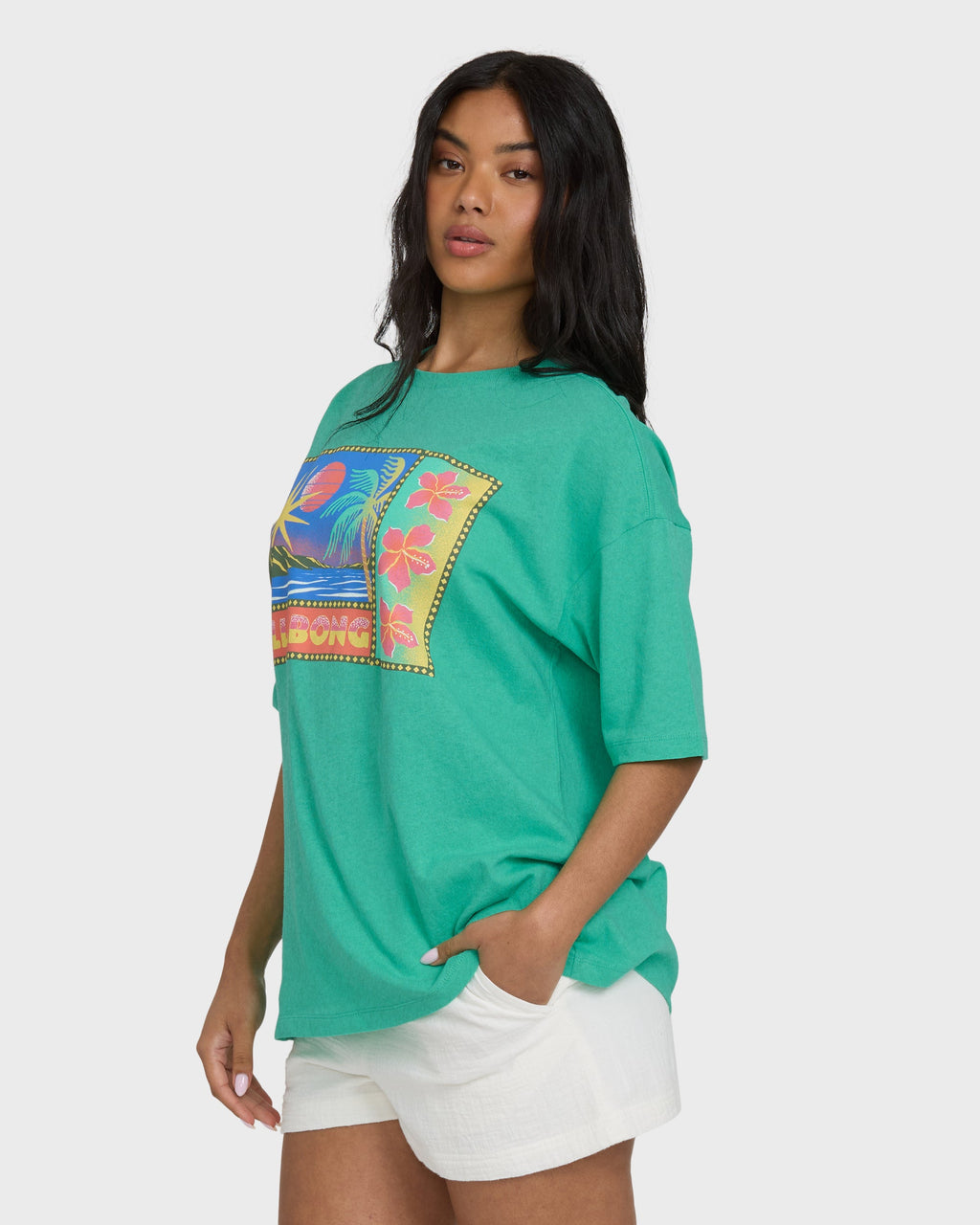 Summer Heat Short Sleeve Knit Graphic T-Shirt - Green Tropics