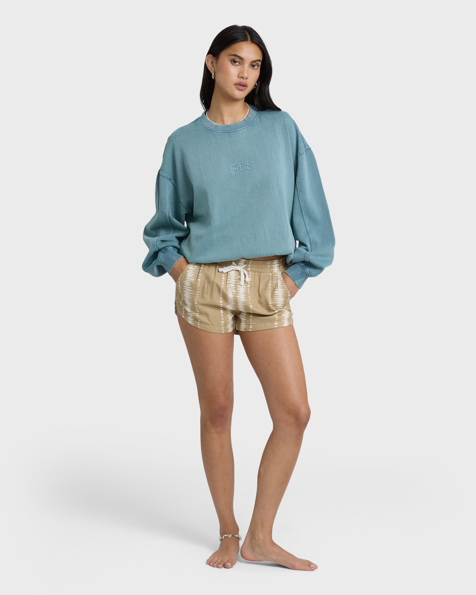 Road Trippin Print Shorts - Stone