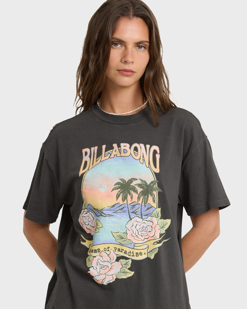 Dreamy Memories Short Sleeve Cotton T-Shirt - Off Black