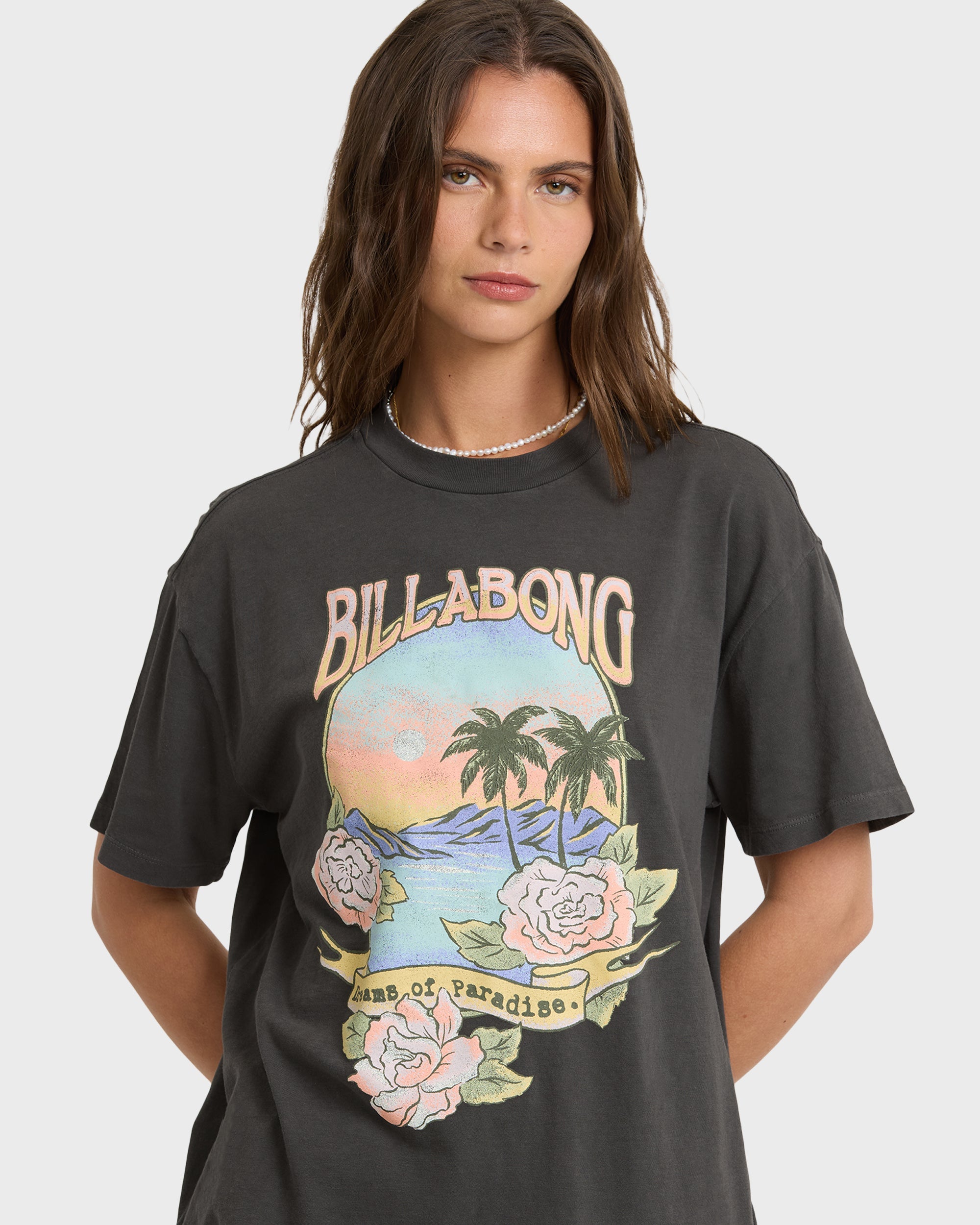 Dreamy Memories Short Sleeve Cotton T-Shirt - Off Black