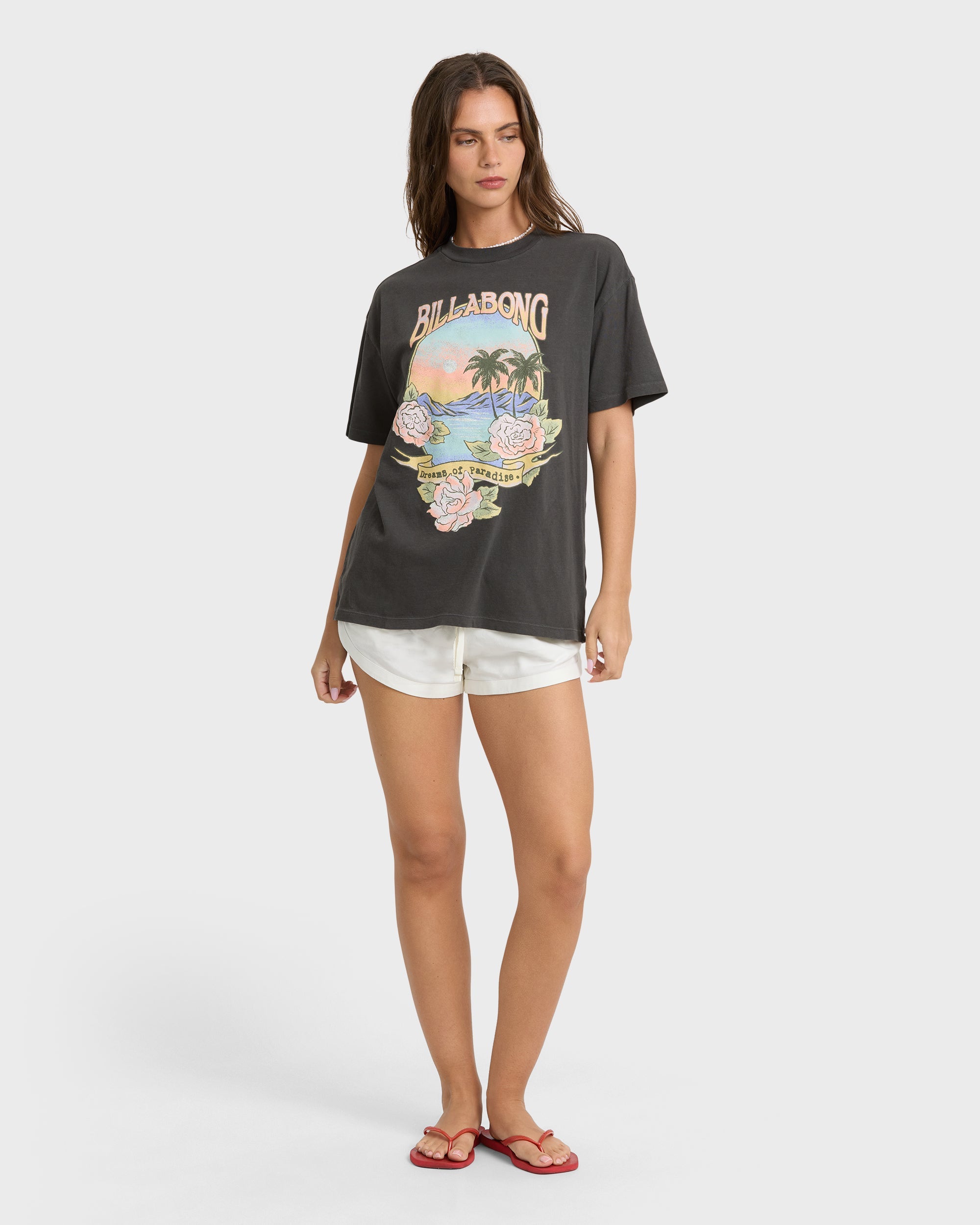 Dreamy Memories Short Sleeve Cotton T-Shirt - Off Black